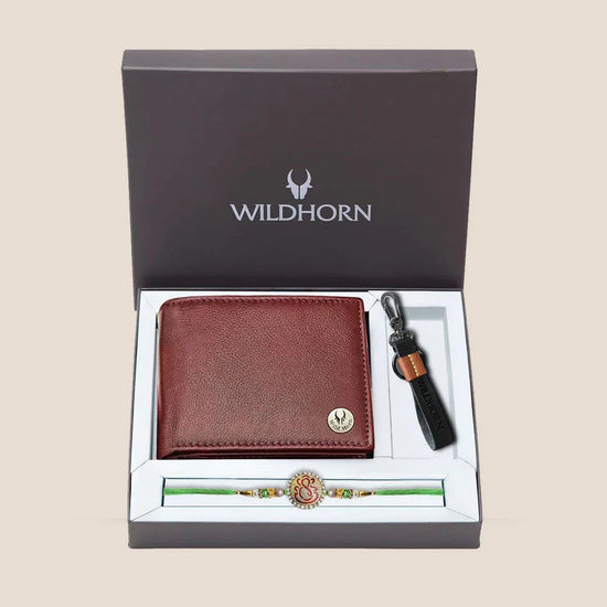 AGASTYA Rakhi Gift Hamper for Men I Rakhi , Wallet & Keychain Combo - WILDHORN