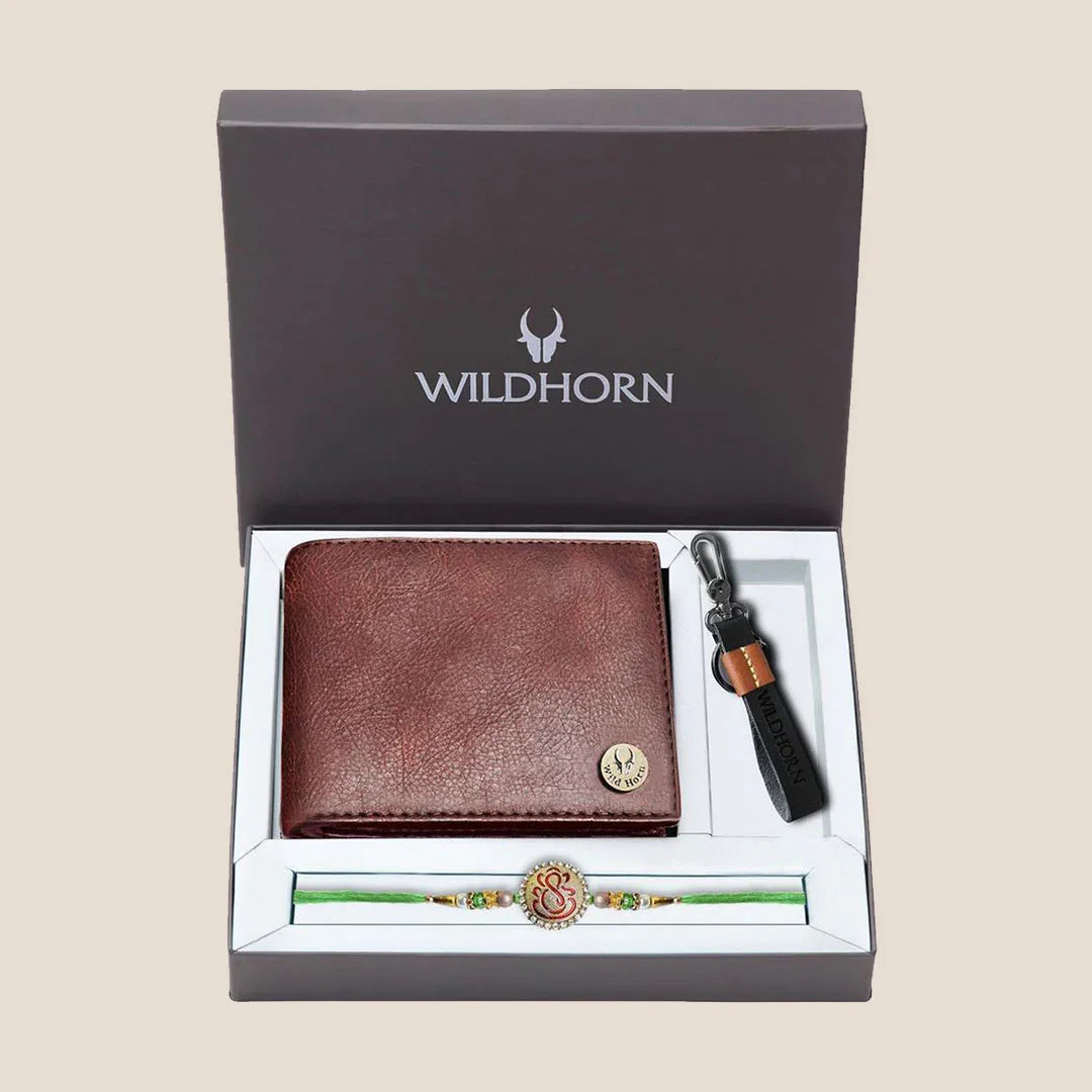 AGASTYA Rakhi Gift Hamper for Men I Rakhi , Wallet & Keychain Combo - WILDHORN