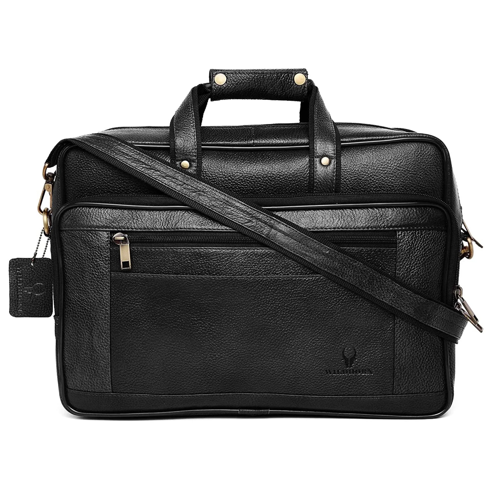 ALFORD Leather Laptop Messenger Bag for Men - WILDHORN