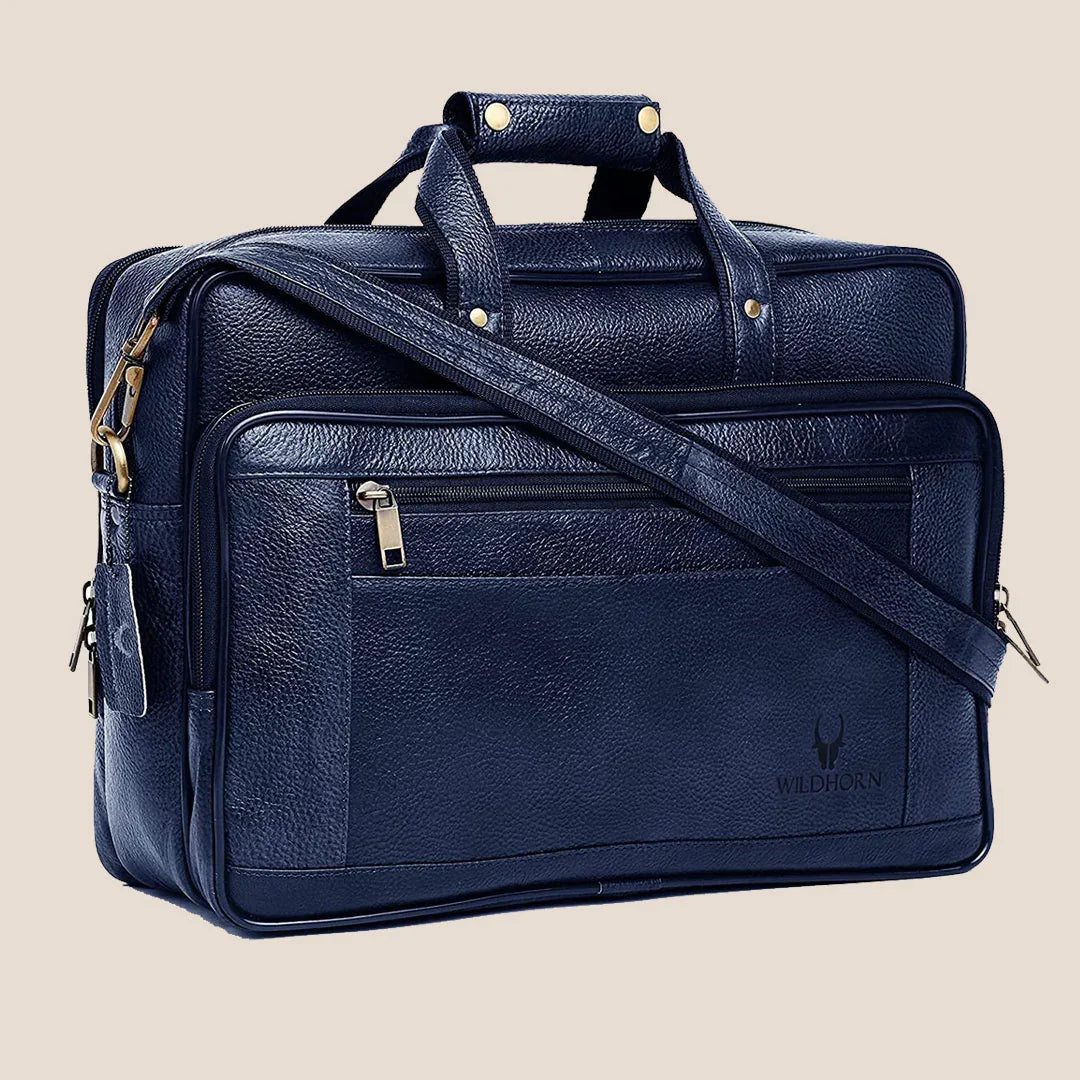 ALFORD Leather Laptop Messenger Bag for Men - WILDHORN