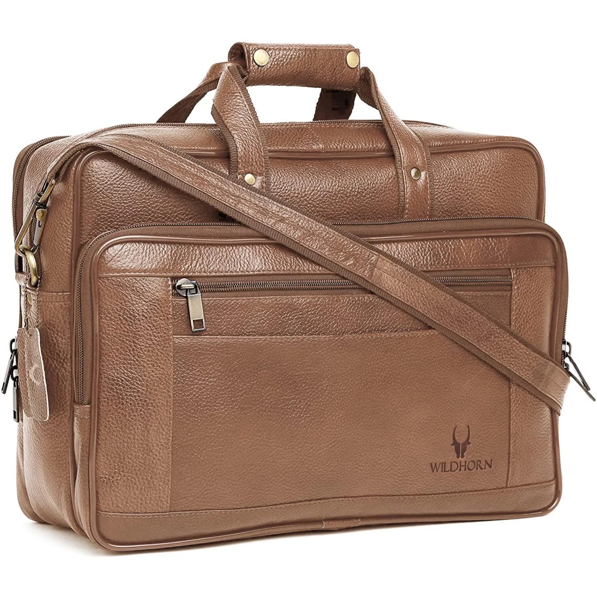 ALFORD Leather Laptop Messenger Bag for Men - WILDHORN