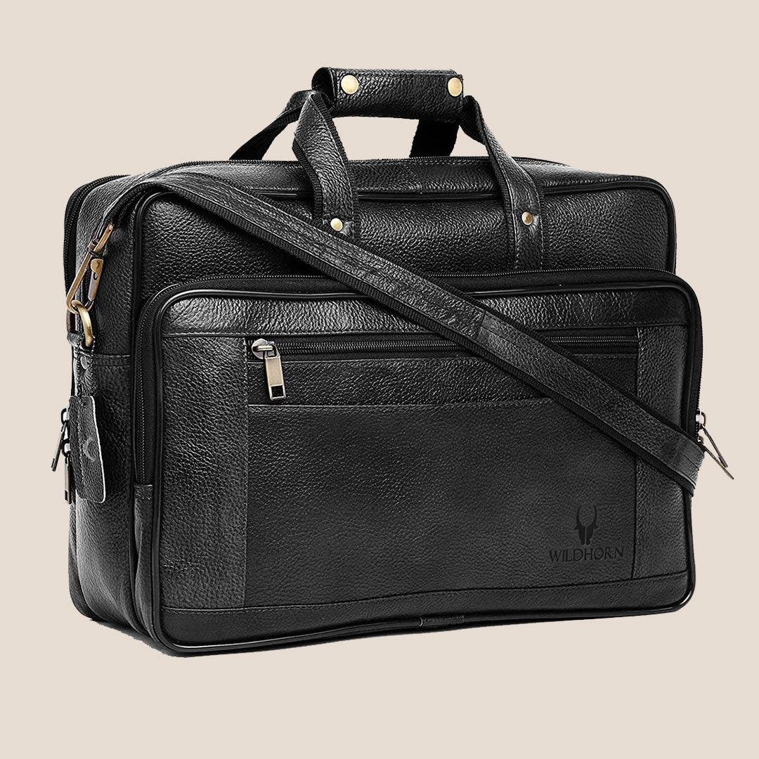 ALFORD Leather Laptop Messenger Bag for Men - WILDHORN