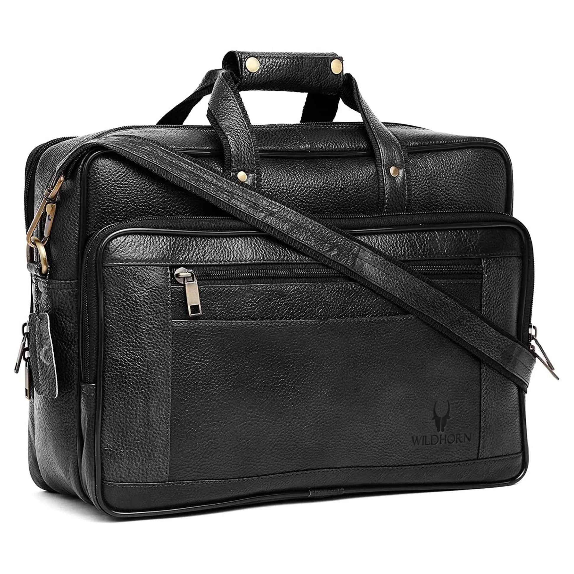 ALFORD Leather Laptop Messenger Bag for Men - WILDHORN