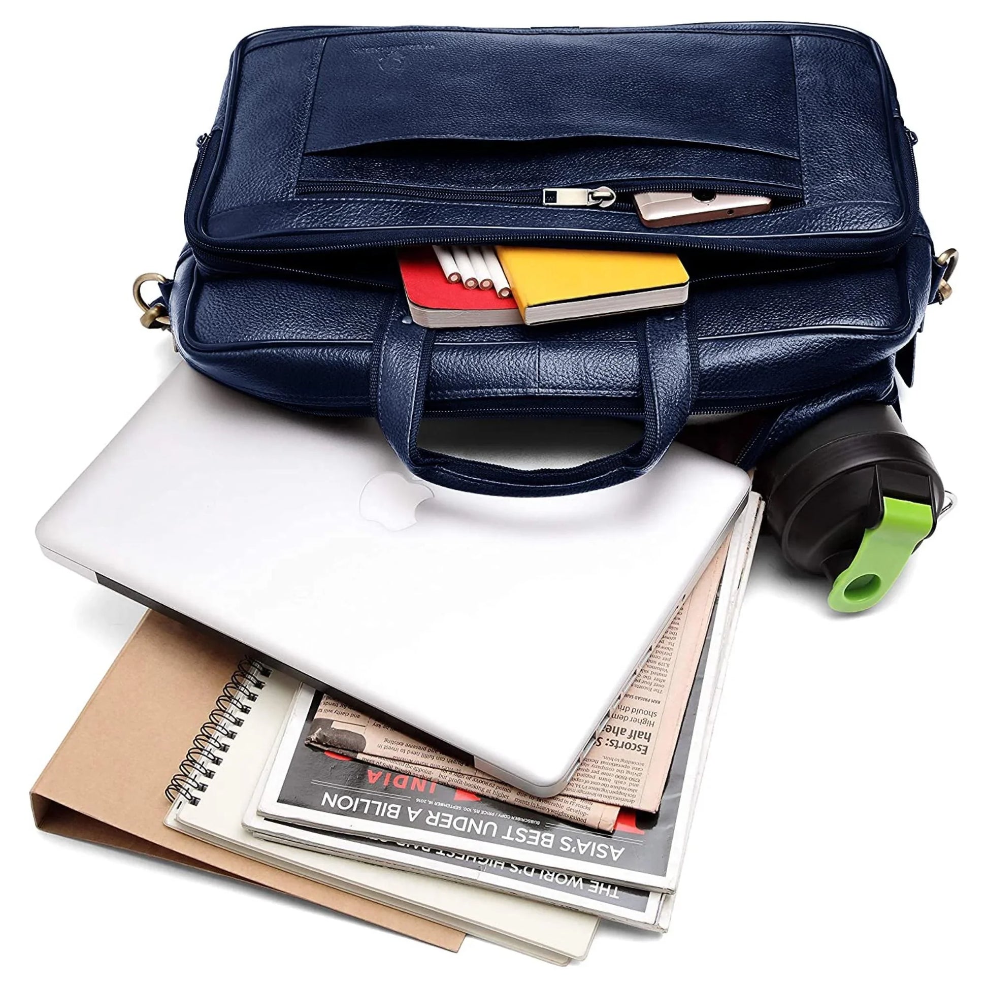 ALFORD Leather Laptop Messenger Bag for Men - WILDHORN