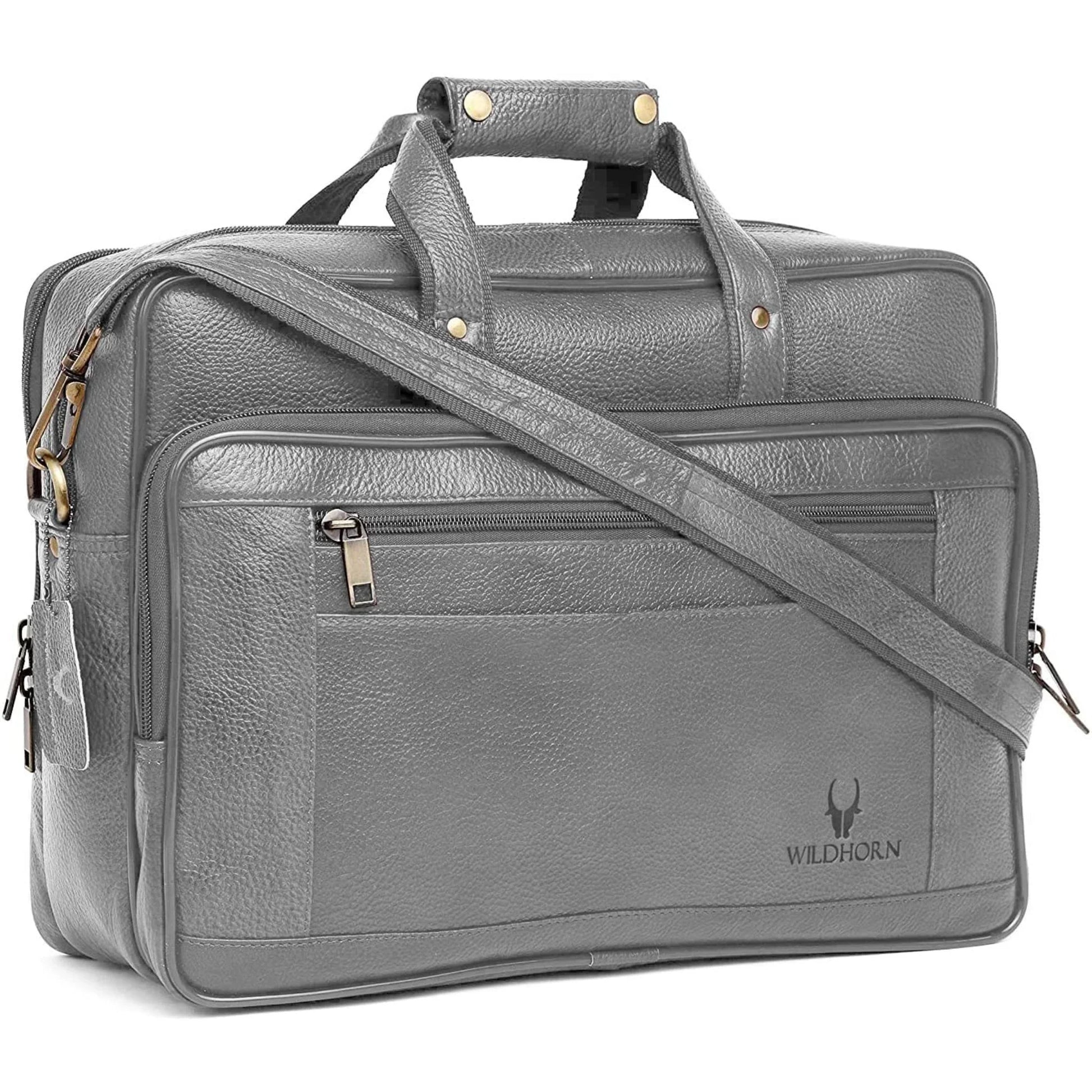 ALFORD Leather Laptop Messenger Bag for Men - WILDHORN