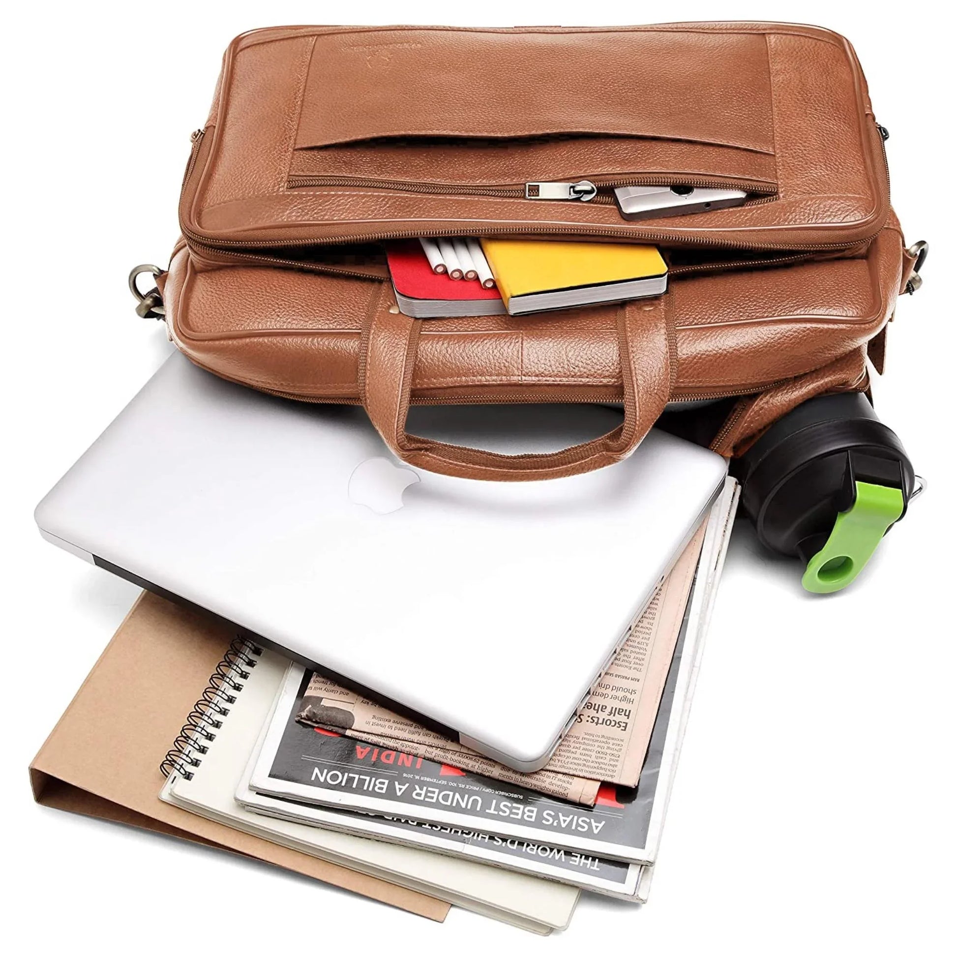 ALFORD Leather Laptop Messenger Bag for Men - WILDHORN