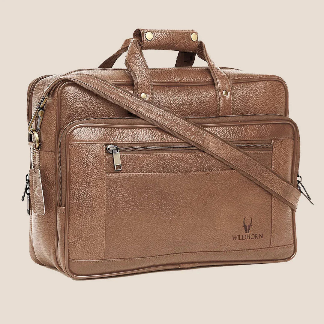 ALFORD Leather Laptop Messenger Bag for Men - WILDHORN