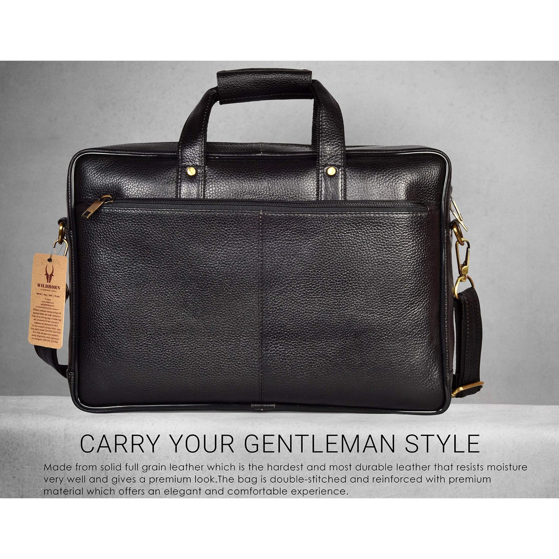 ANDREW Leather Laptop Messenger Bag for Men - WILDHORN