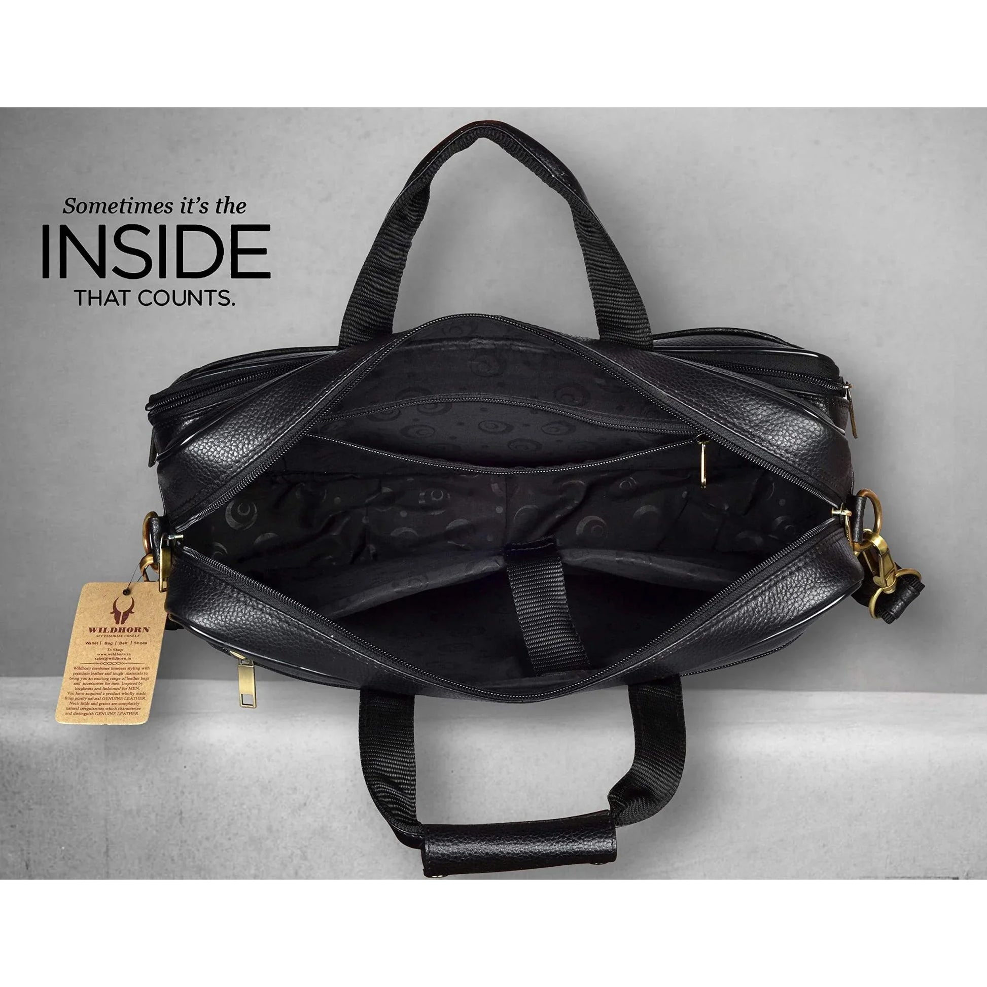 ANDREW Leather Laptop Messenger Bag for Men - WILDHORN