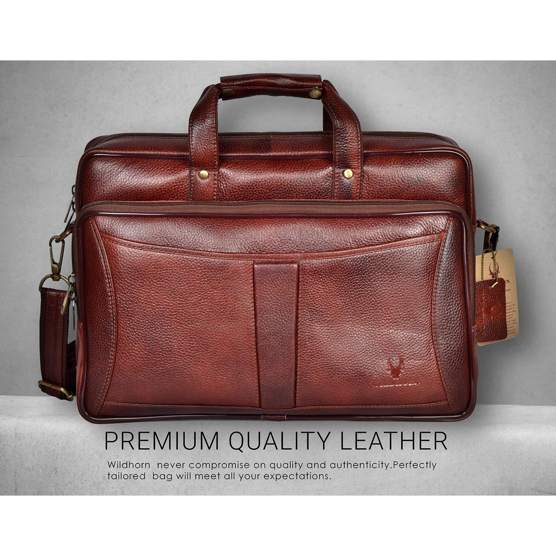 ANDREW Leather Laptop Messenger Bag for Men - WILDHORN
