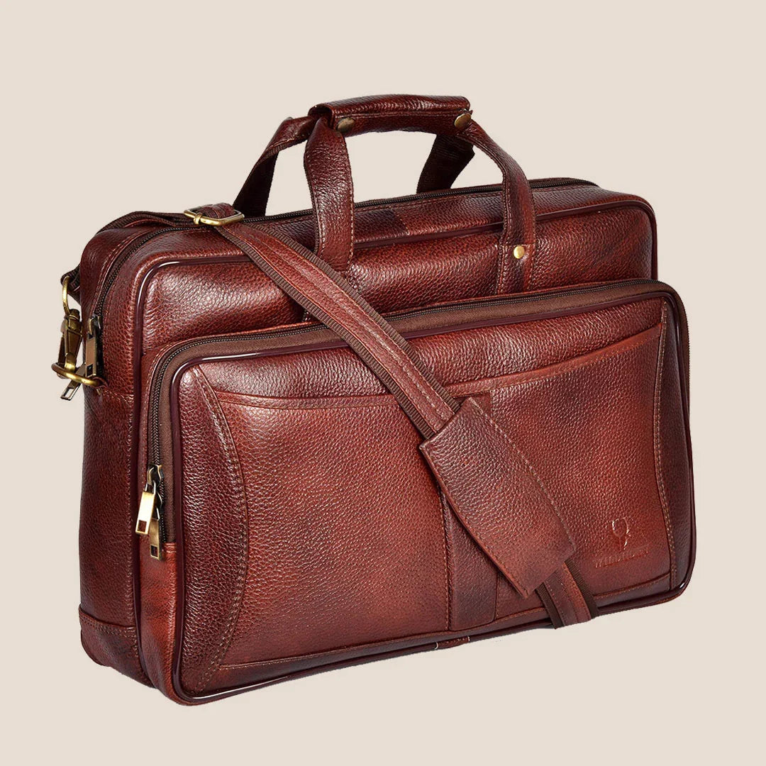 ANDREW Leather Laptop Messenger Bag for Men - WILDHORN