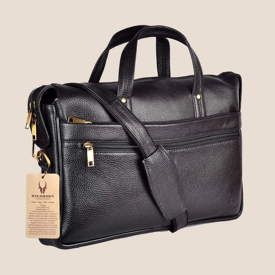 AXEL Leather Laptop Messenger Bag for Men - WILDHORN