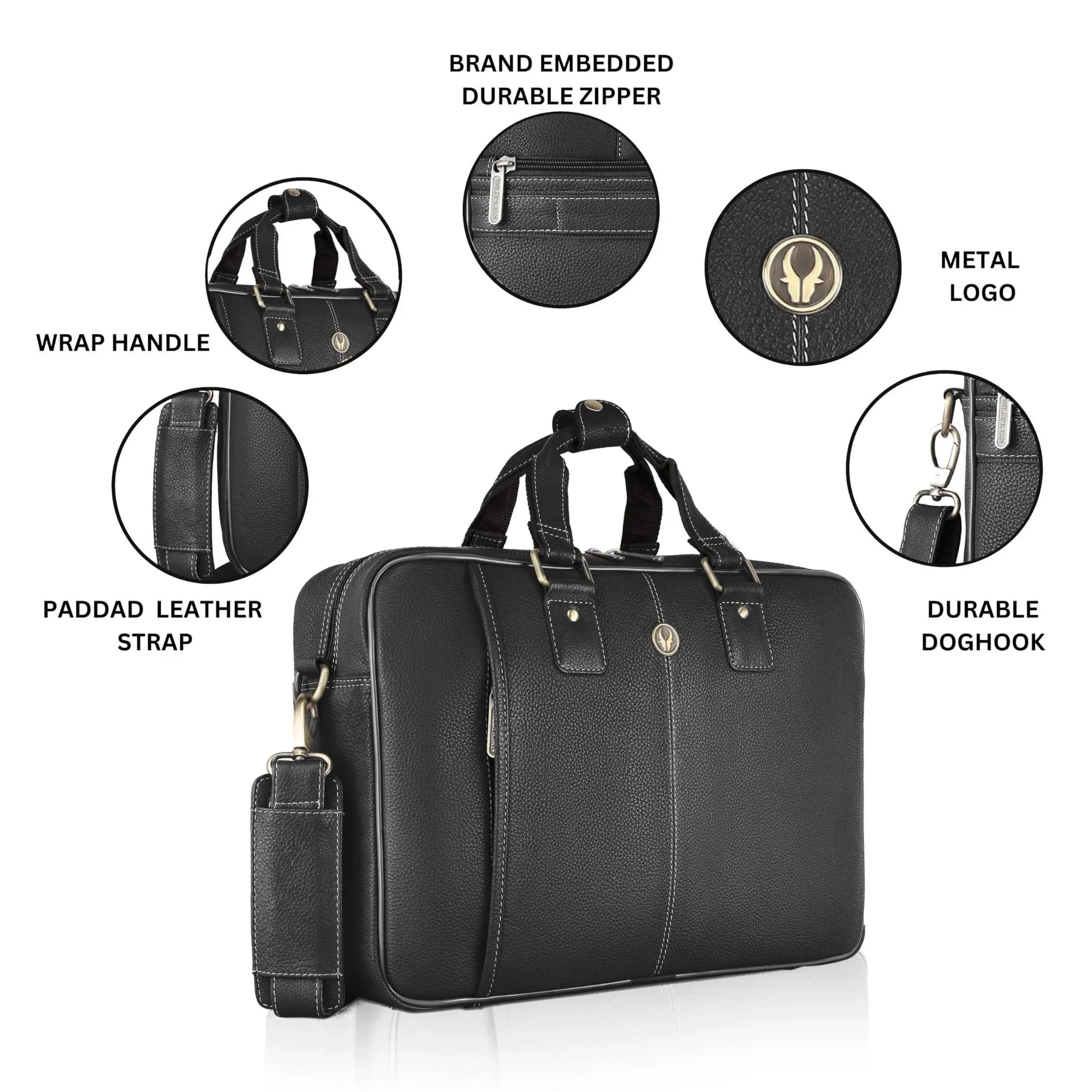 BELGRAVIA Leather Laptop Messenger Bag for Men - WILDHORN