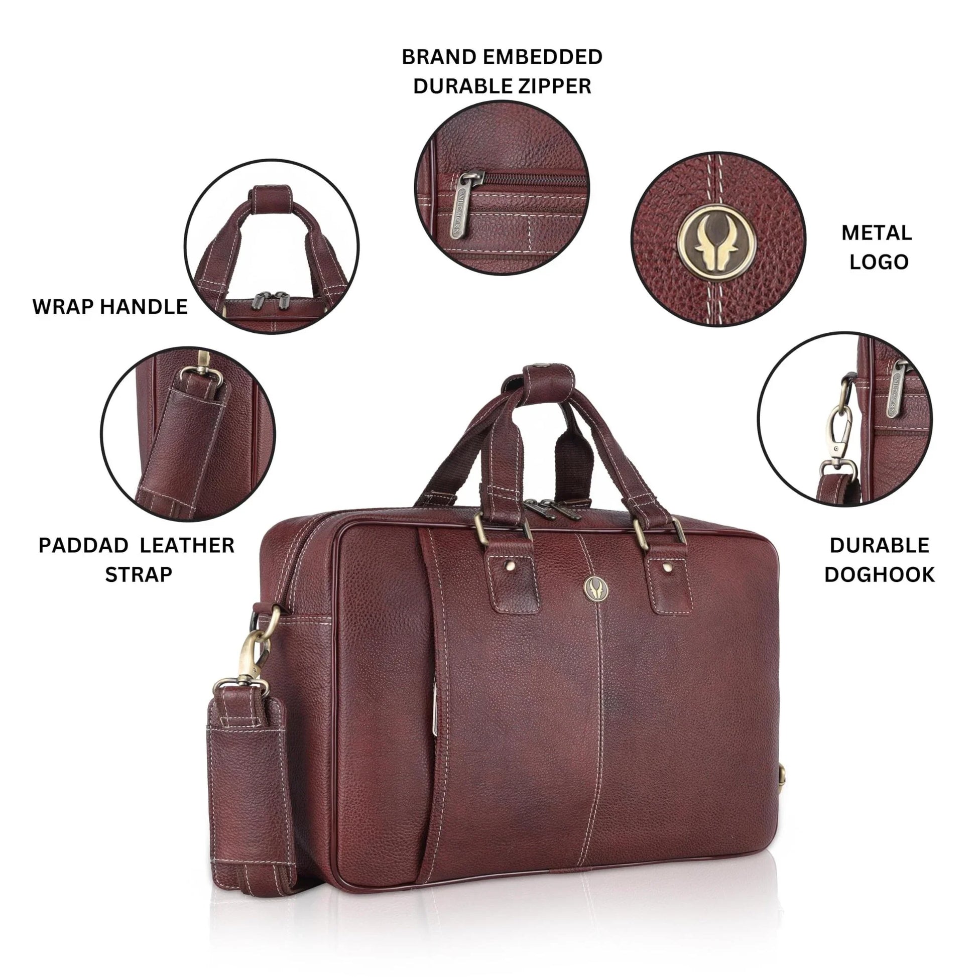 BELGRAVIA Leather Laptop Messenger Bag for Men - WILDHORN
