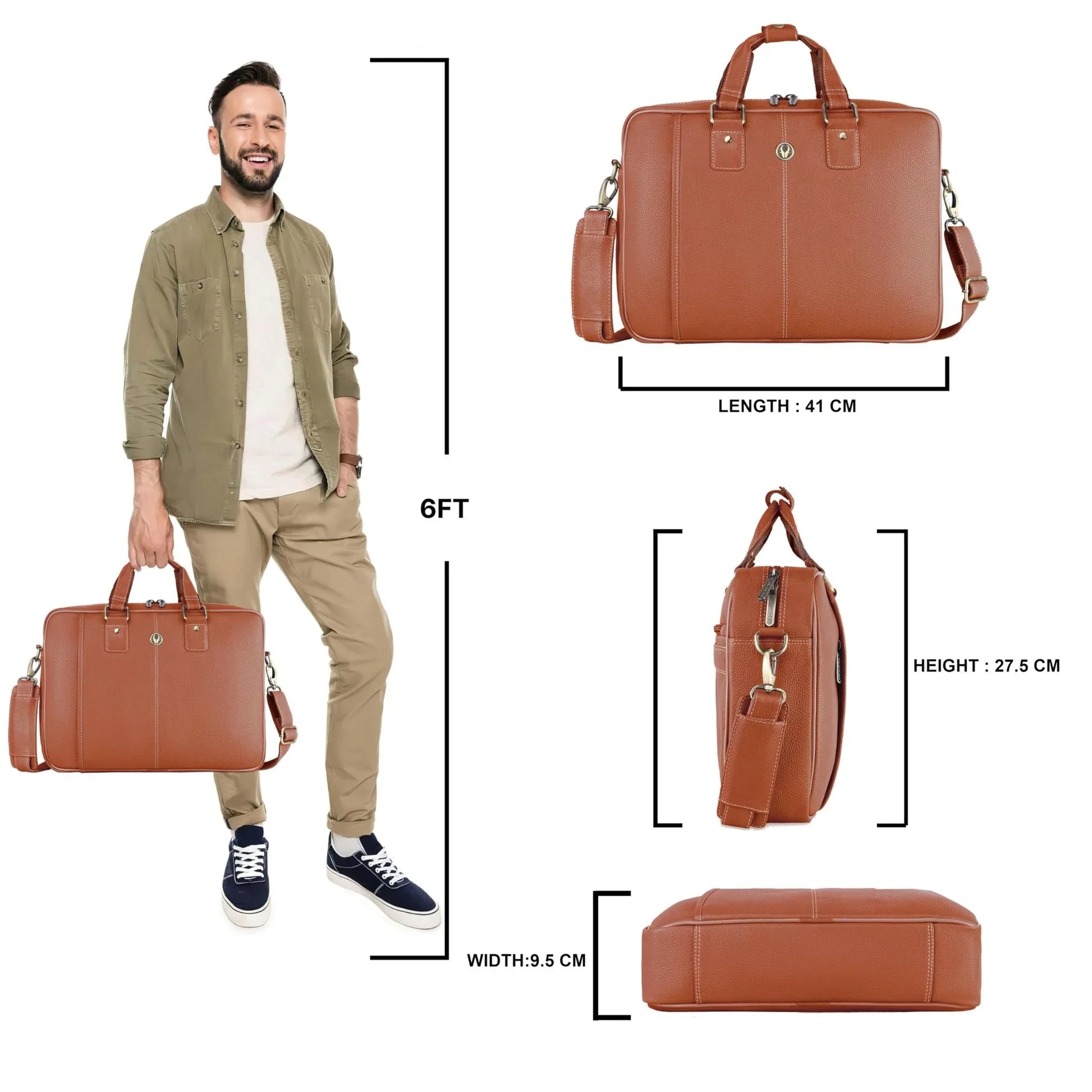 BELGRAVIA Leather Laptop Messenger Bag for Men - WILDHORN