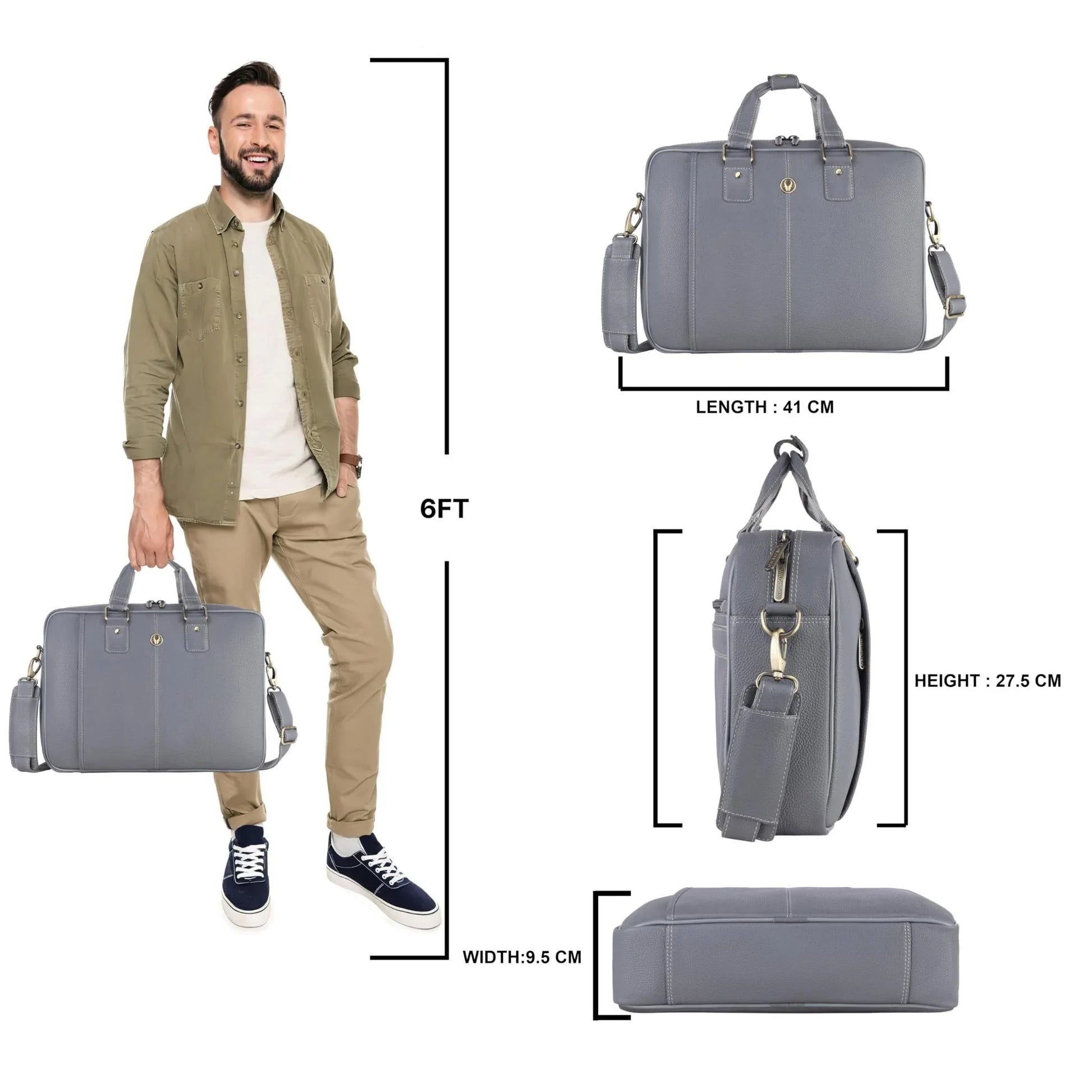 BELGRAVIA Leather Laptop Messenger Bag for Men - WILDHORN