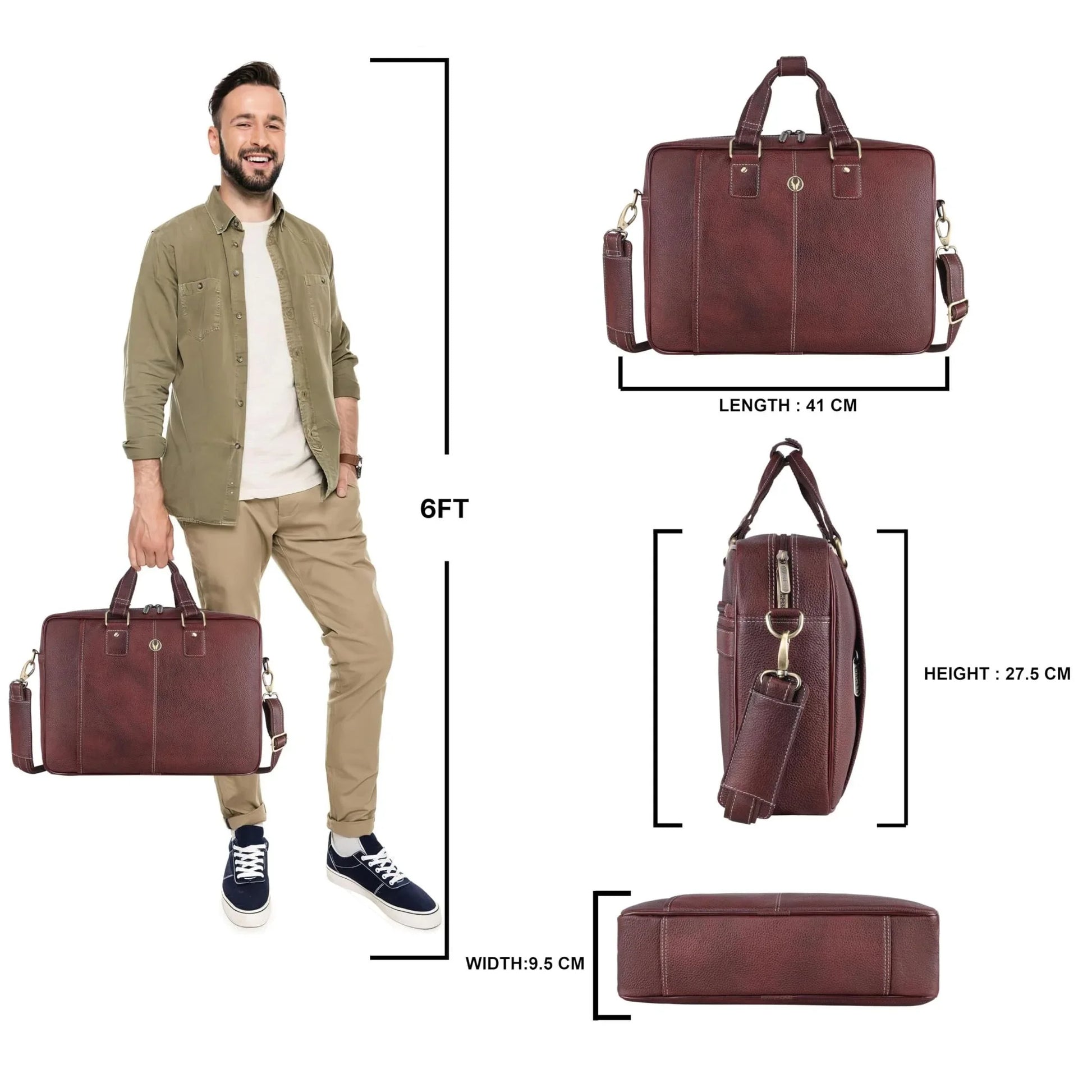 BELGRAVIA Leather Laptop Messenger Bag for Men - WILDHORN