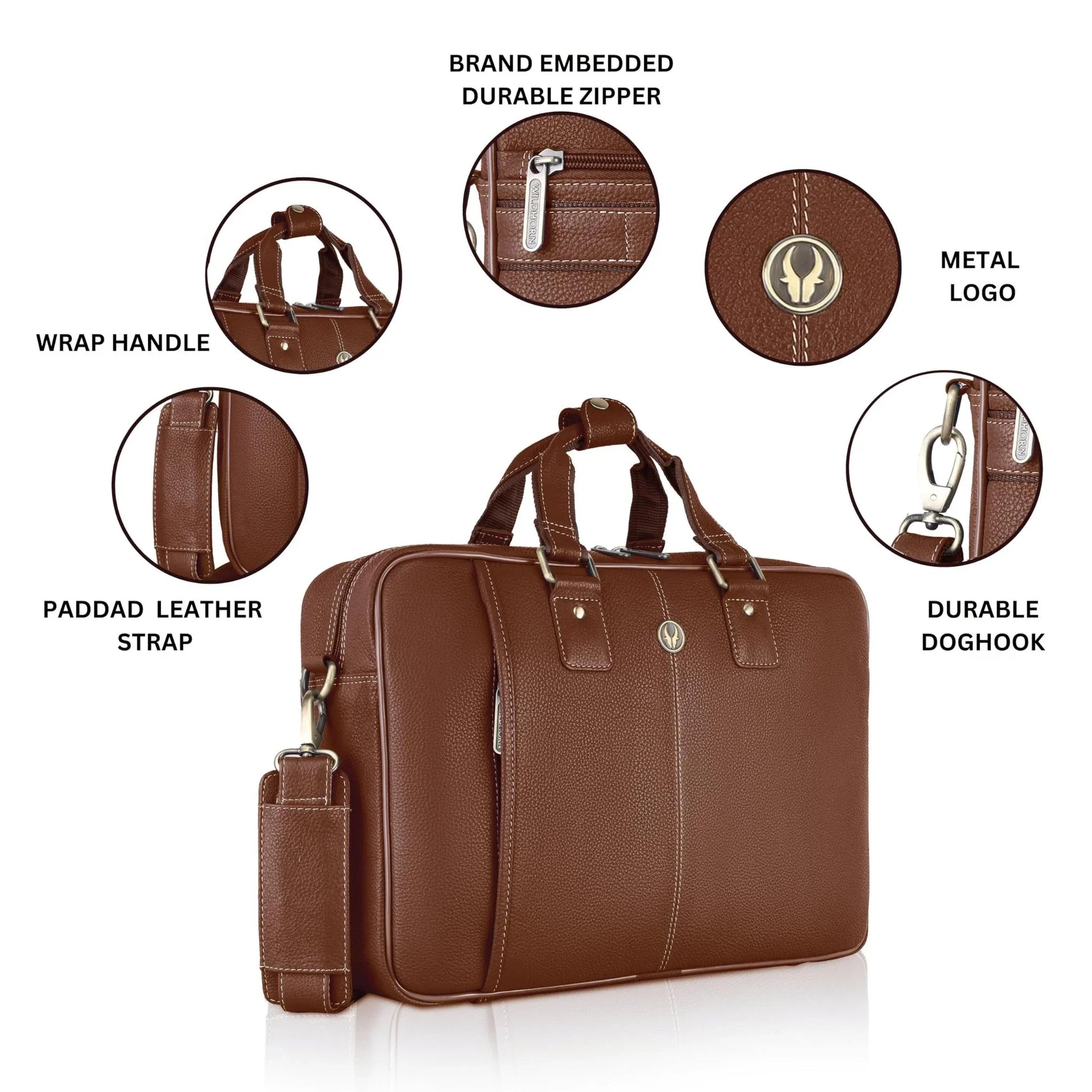 BELGRAVIA Leather Laptop Messenger Bag for Men - WILDHORN