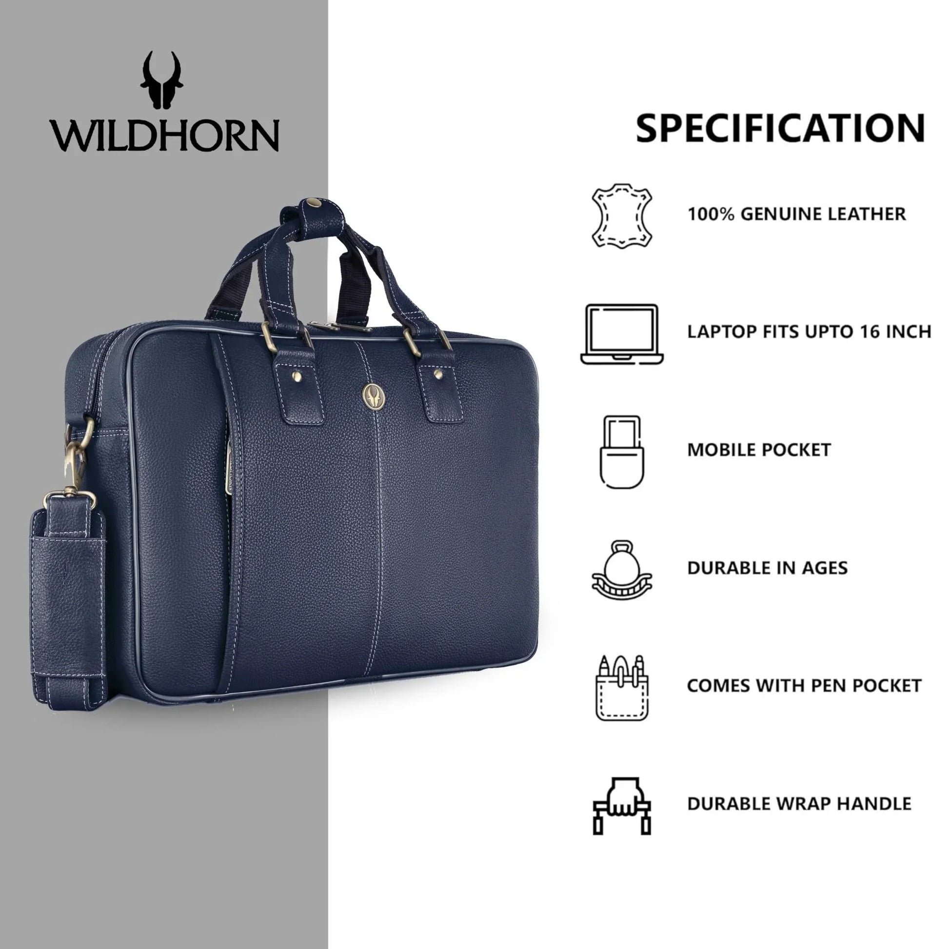 BELGRAVIA Leather Laptop Messenger Bag for Men - WILDHORN
