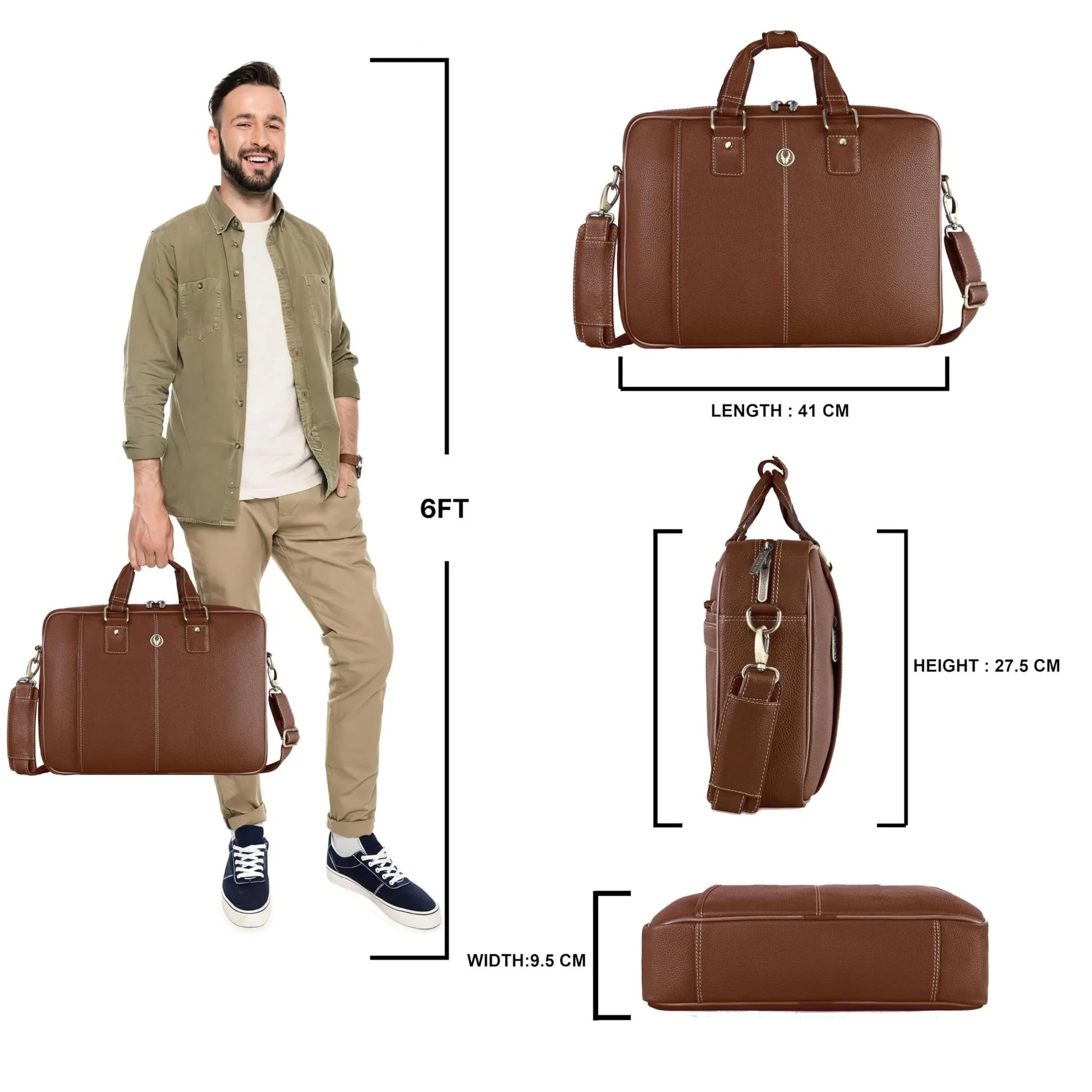 BELGRAVIA Leather Laptop Messenger Bag for Men - WILDHORN