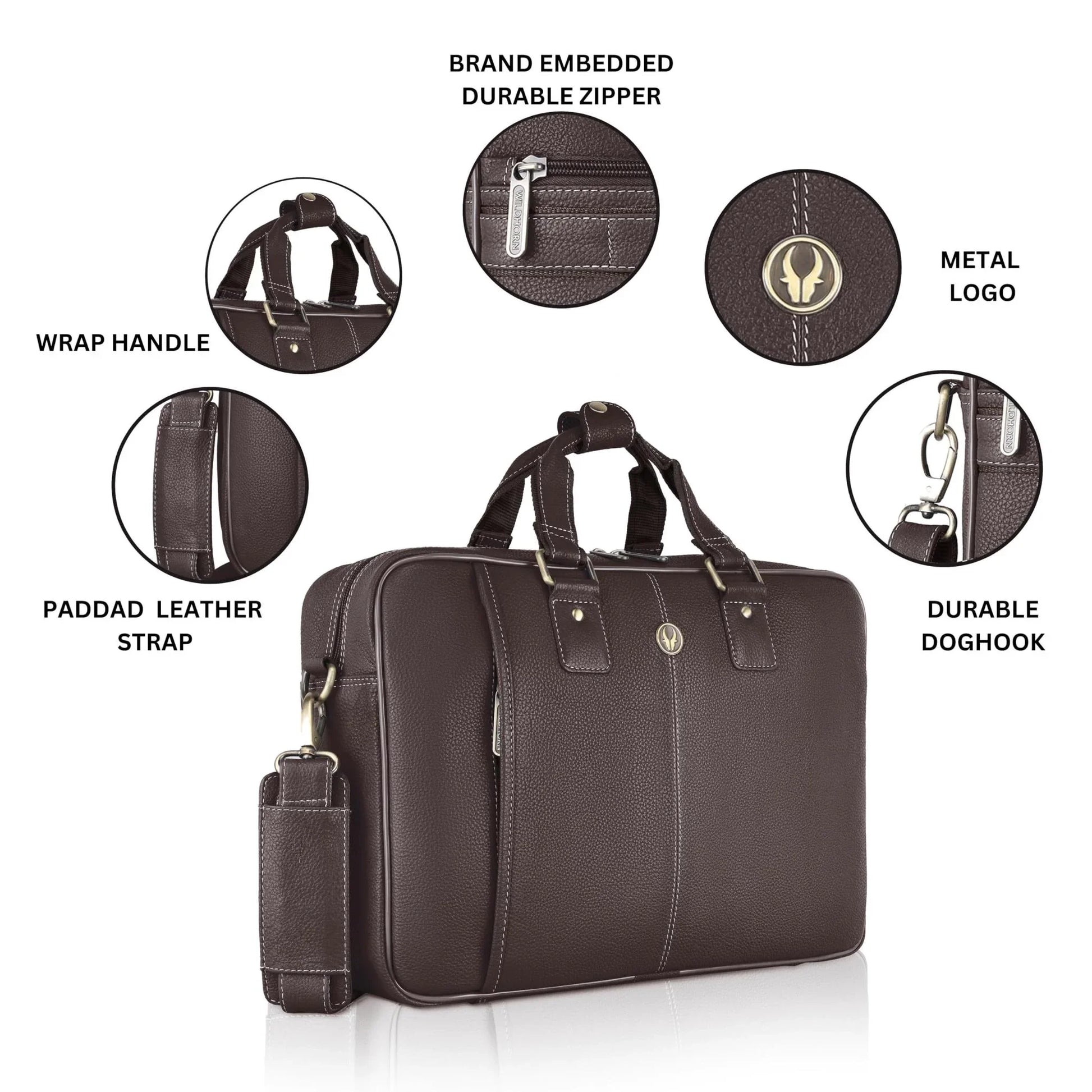 BELGRAVIA Leather Laptop Messenger Bag for Men - WILDHORN