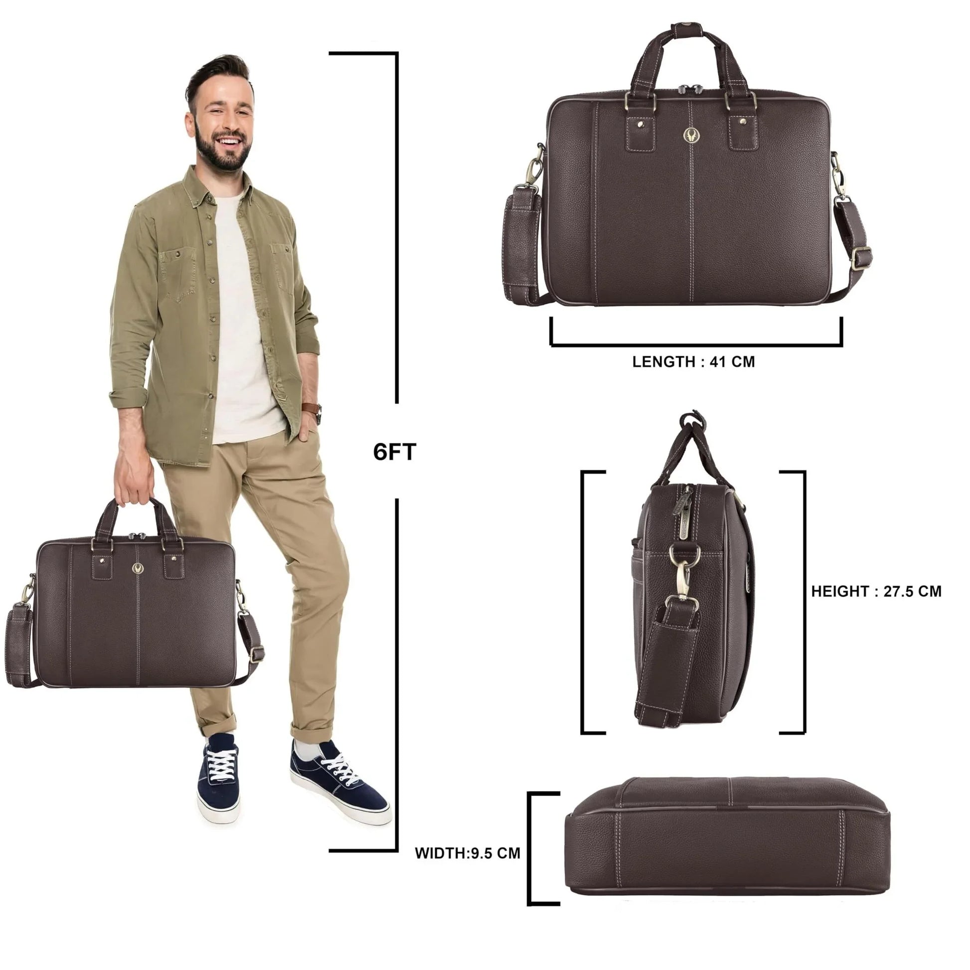 BELGRAVIA Leather Laptop Messenger Bag for Men - WILDHORN