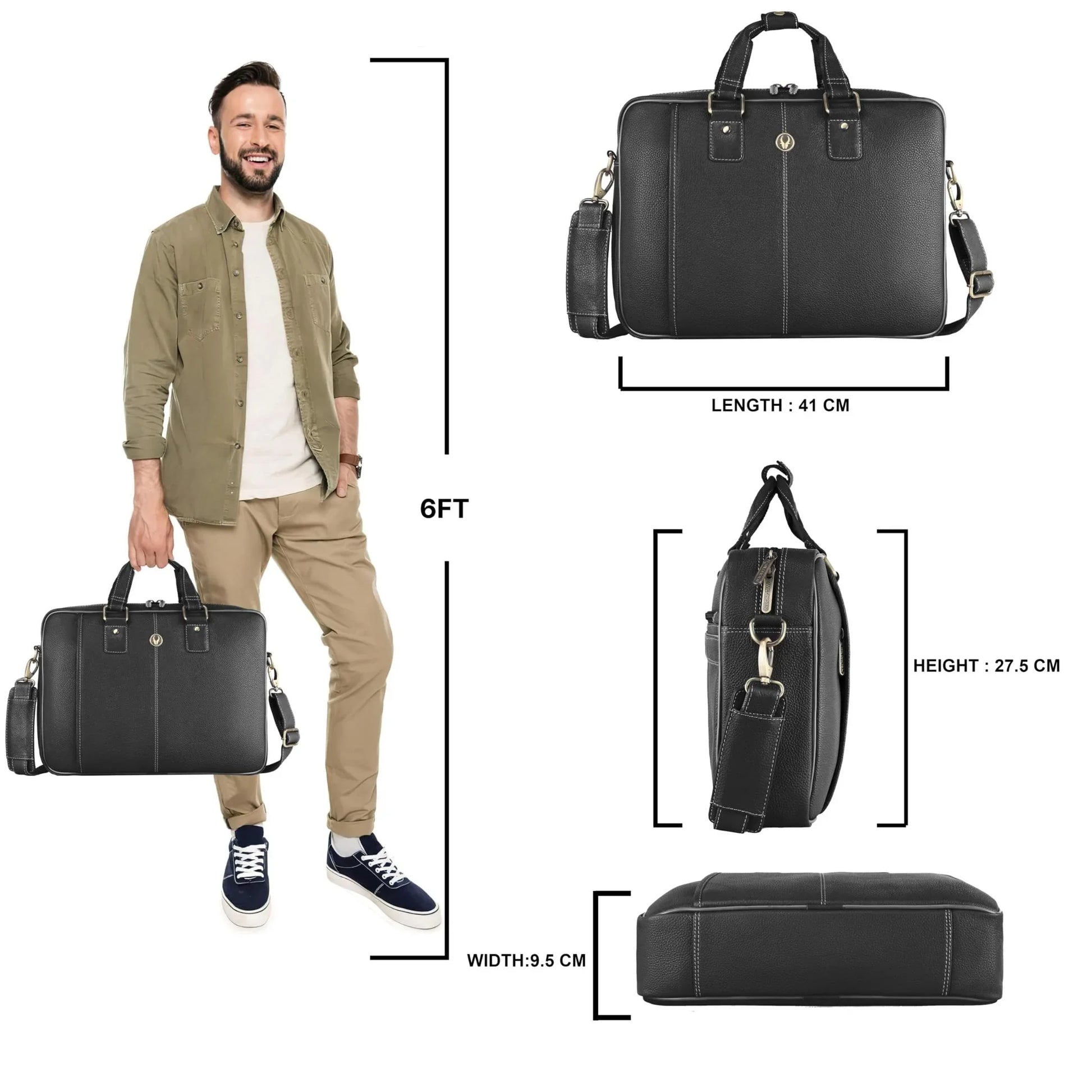 BELGRAVIA Leather Laptop Messenger Bag for Men - WILDHORN