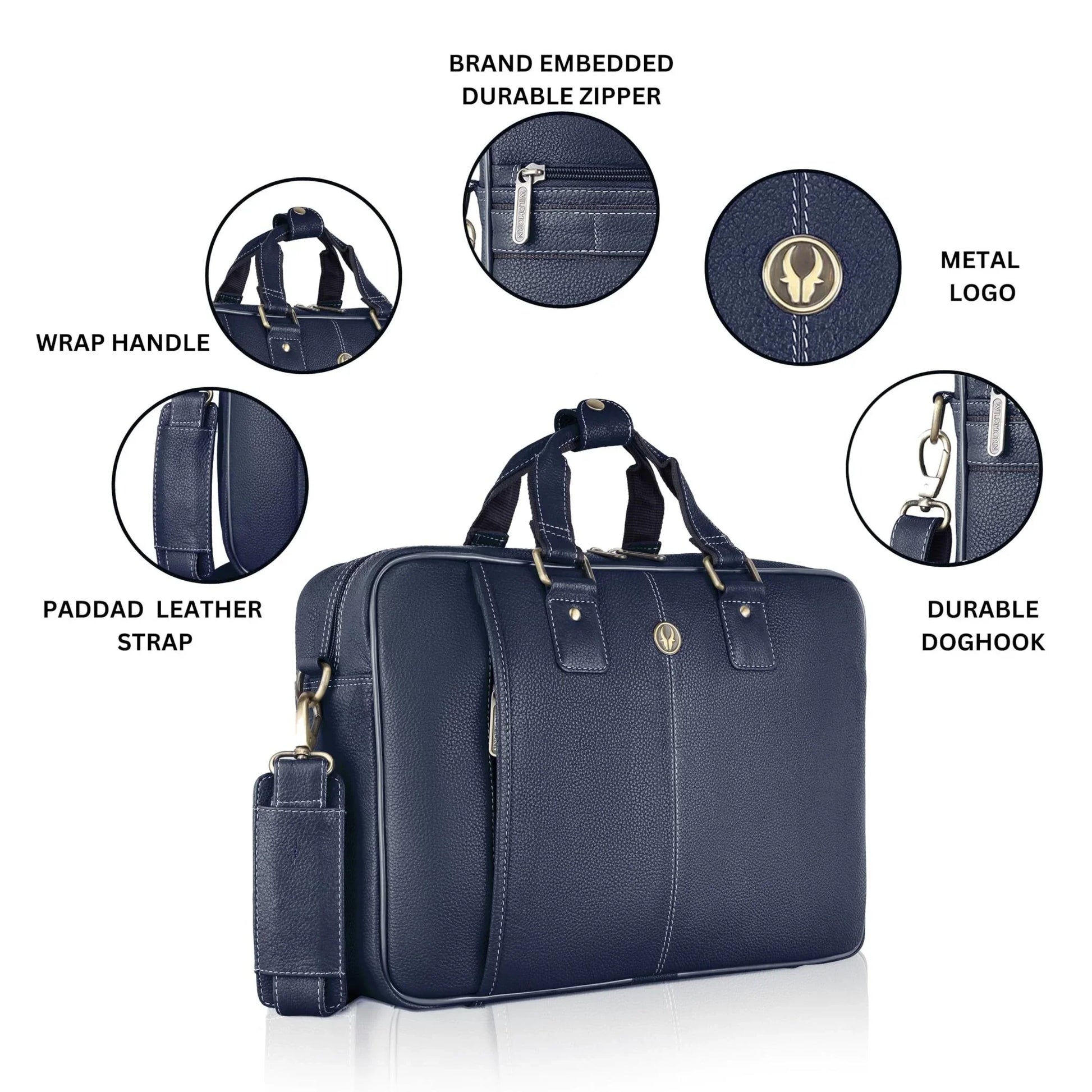 BELGRAVIA Leather Laptop Messenger Bag for Men - WILDHORN