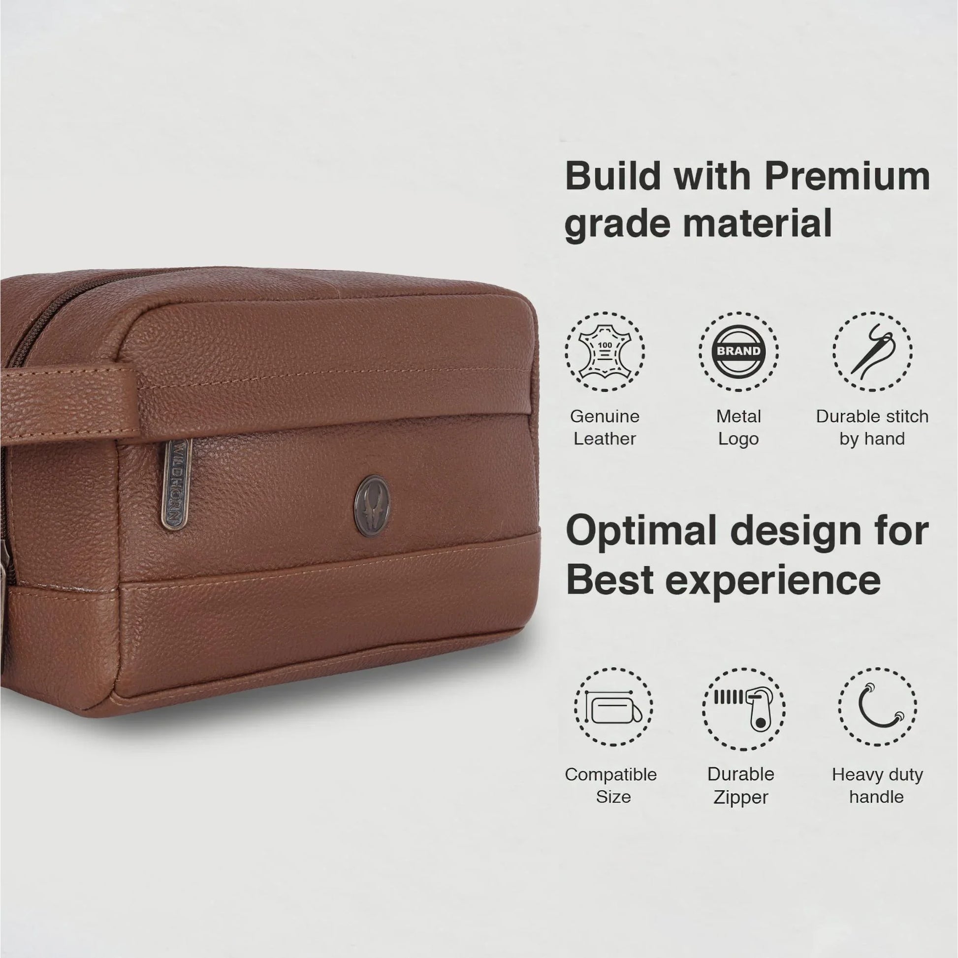 BONAVISTA Leather Toiletry Bag For Men & Women - WILDHORN