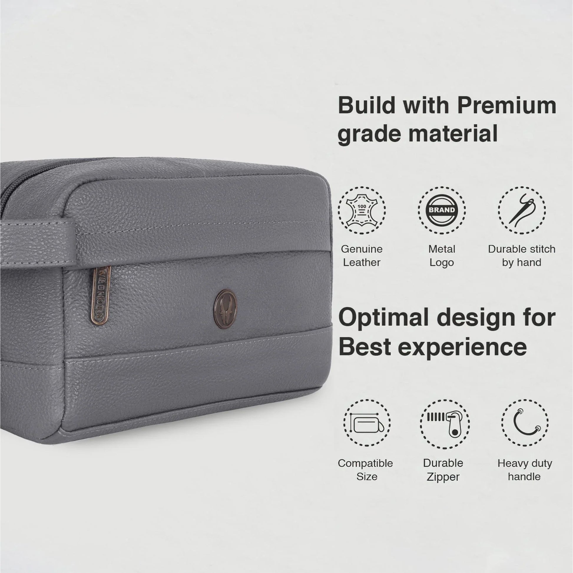 BONAVISTA Leather Toiletry Bag For Men & Women - WILDHORN