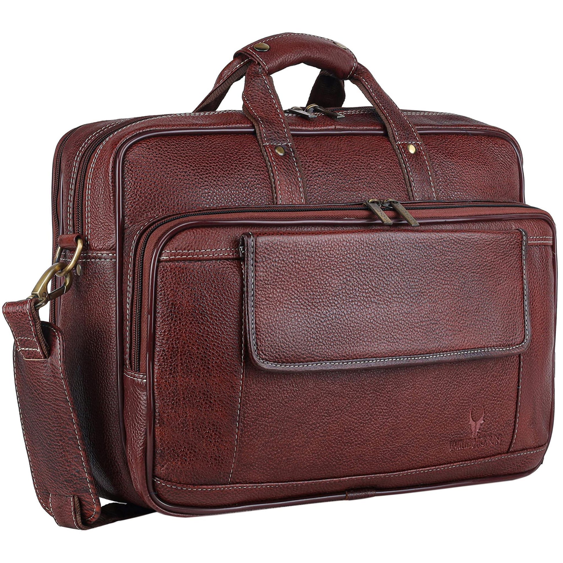 BRADFORD Leather Laptop Messenger Bag for Men - WILDHORN