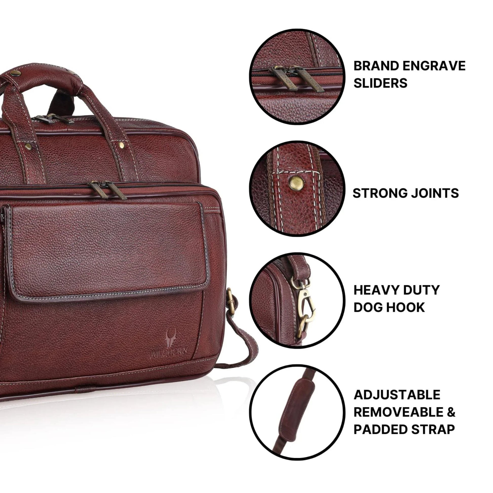BRADFORD Leather Laptop Messenger Bag for Men - WILDHORN