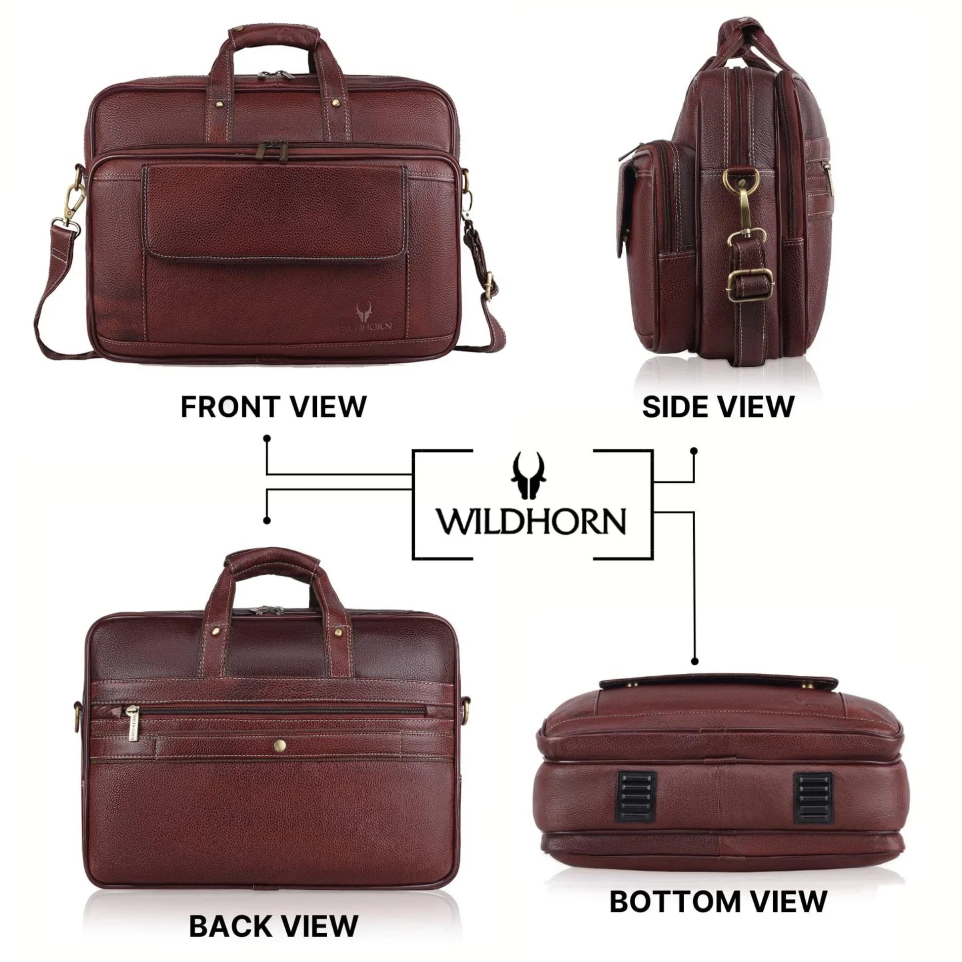 BRADFORD Leather Laptop Messenger Bag for Men - WILDHORN