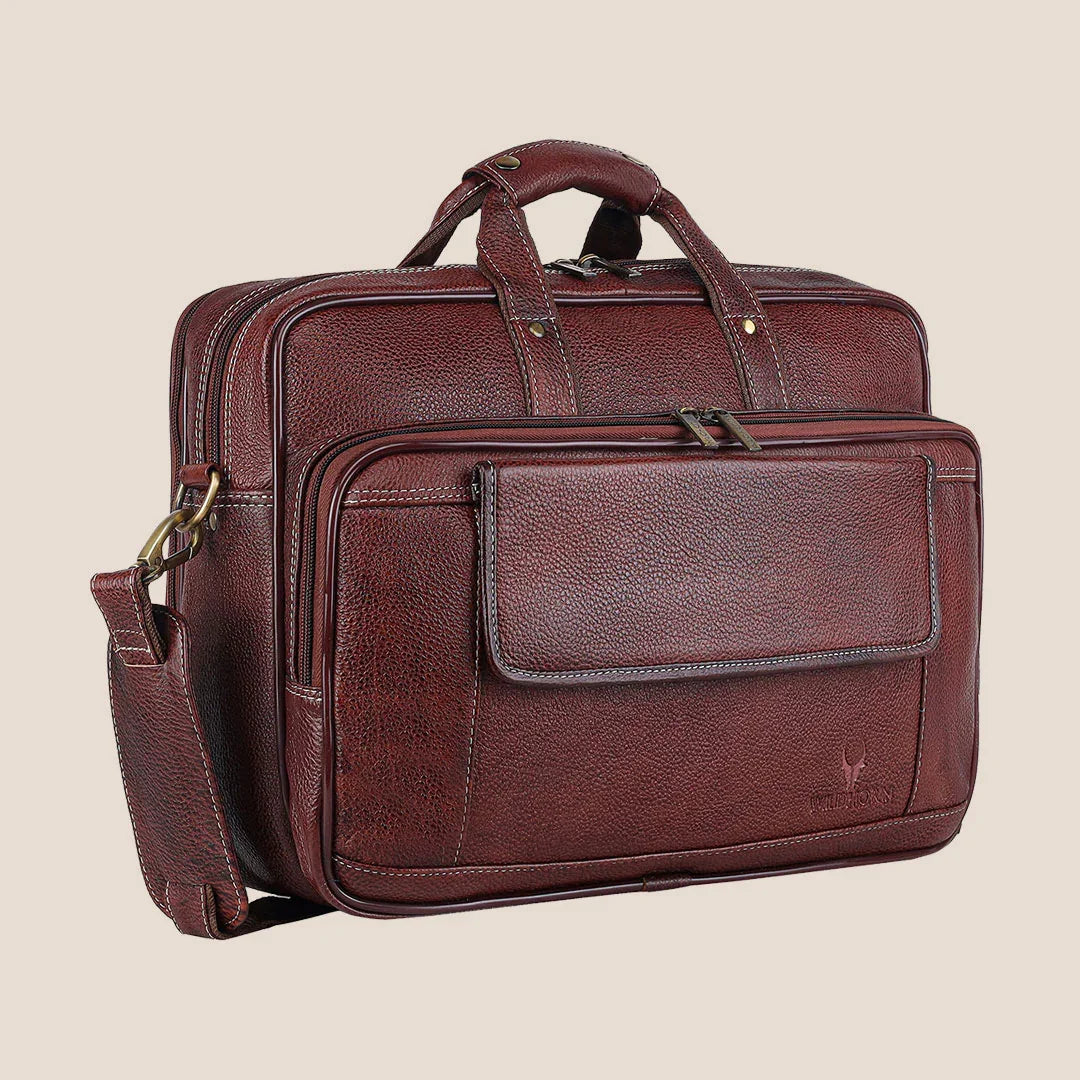 BRADFORD Leather Laptop Messenger Bag for Men - WILDHORN