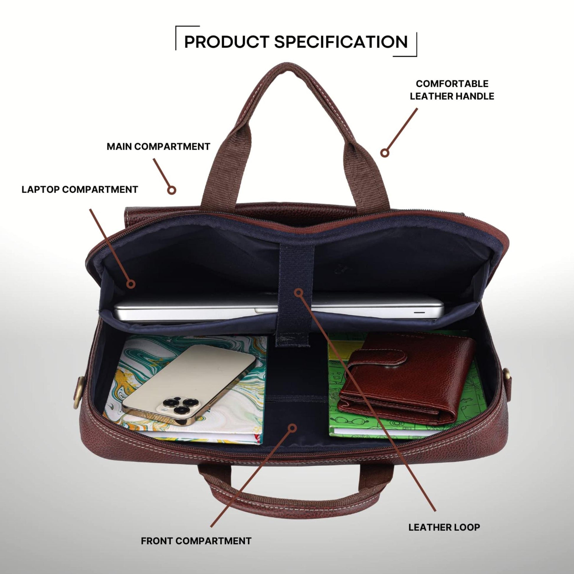 BRISBANE Leather Laptop Messenger Bag for Men - WILDHORN
