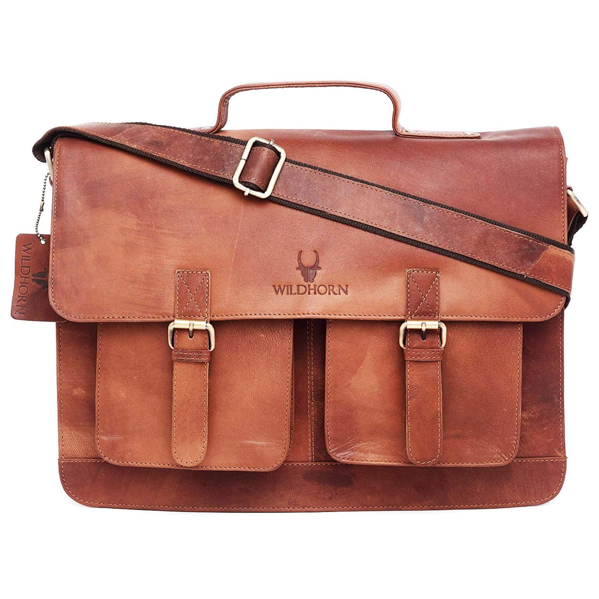 BRISBANE Leather Laptop Messenger Bag for Men - WILDHORN