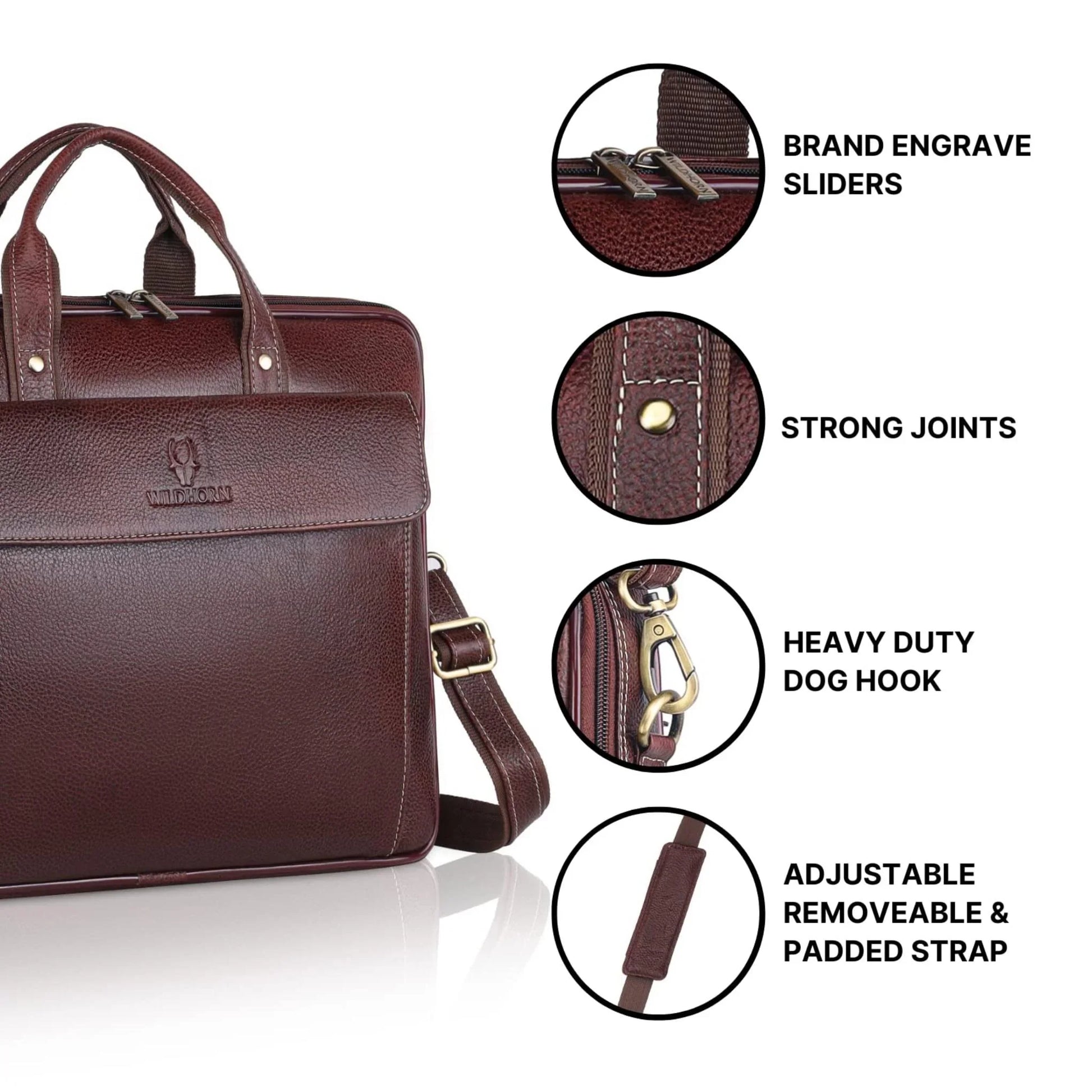BRISBANE Leather Laptop Messenger Bag for Men - WILDHORN
