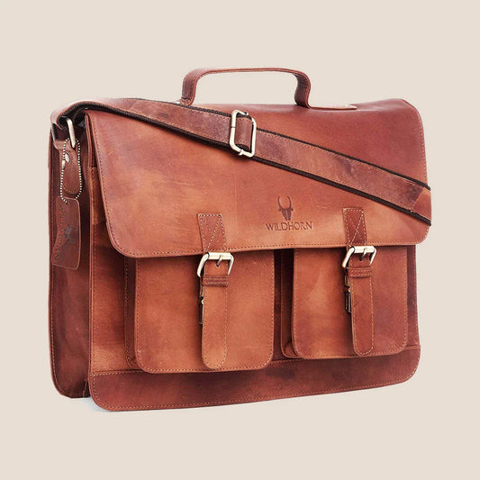 BRISBANE Leather Laptop Messenger Bag for Men - WILDHORN