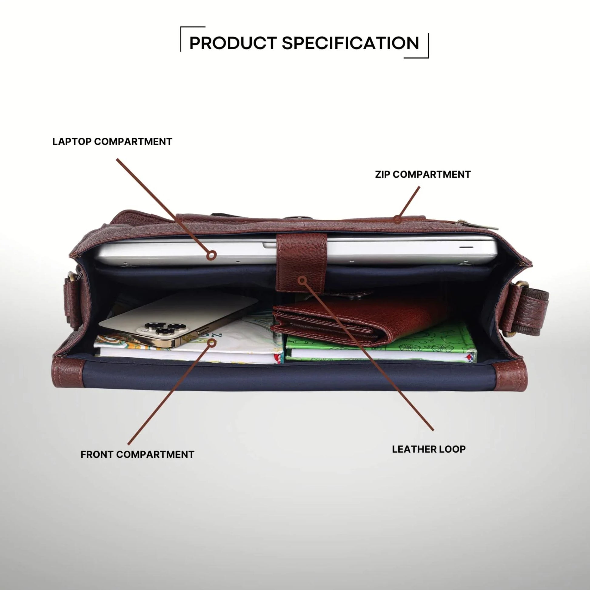 BYRON BAY Leather Laptop Messenger Bag for Men - WILDHORN