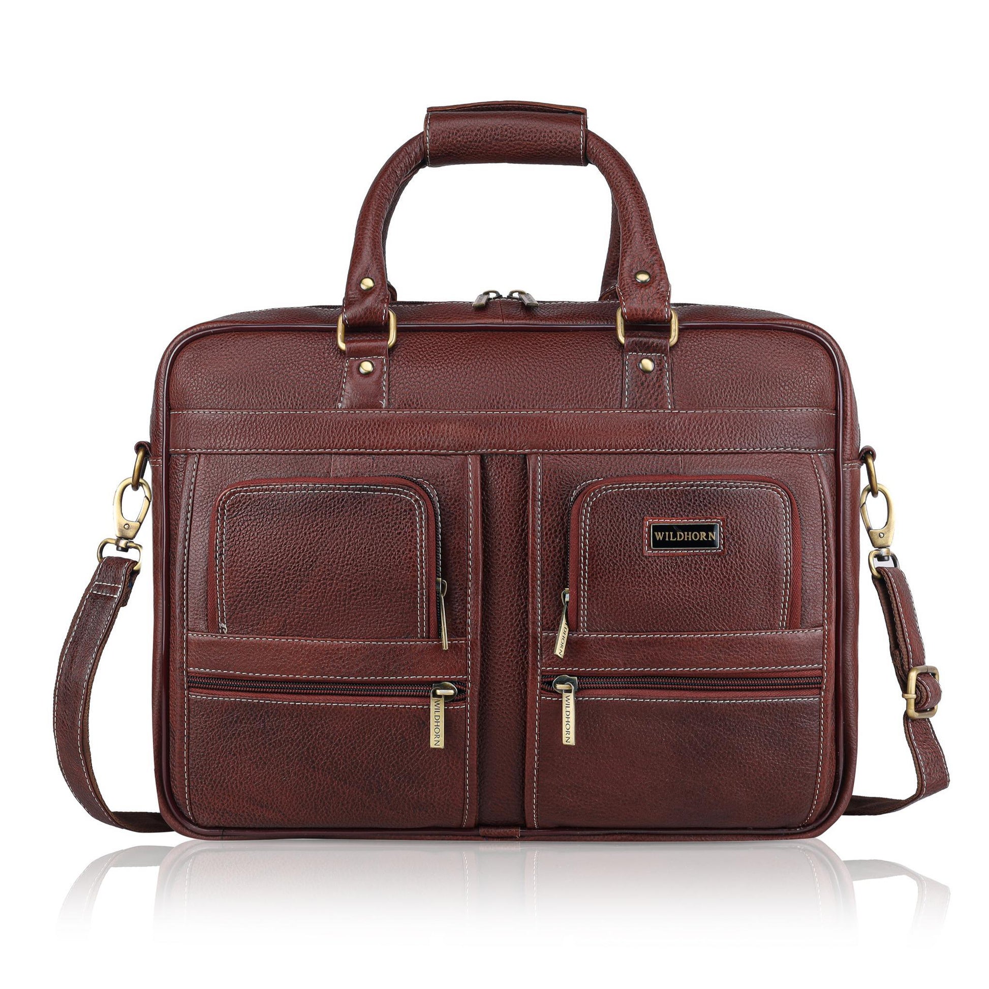 CAMBRIDGE Leather Laptop Messenger Bag for Men - WILDHORN