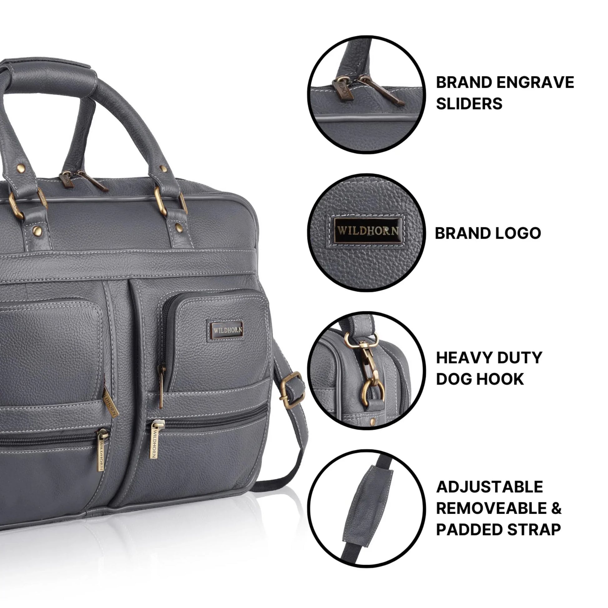 CAMBRIDGE Leather Laptop Messenger Bag for Men - WILDHORN