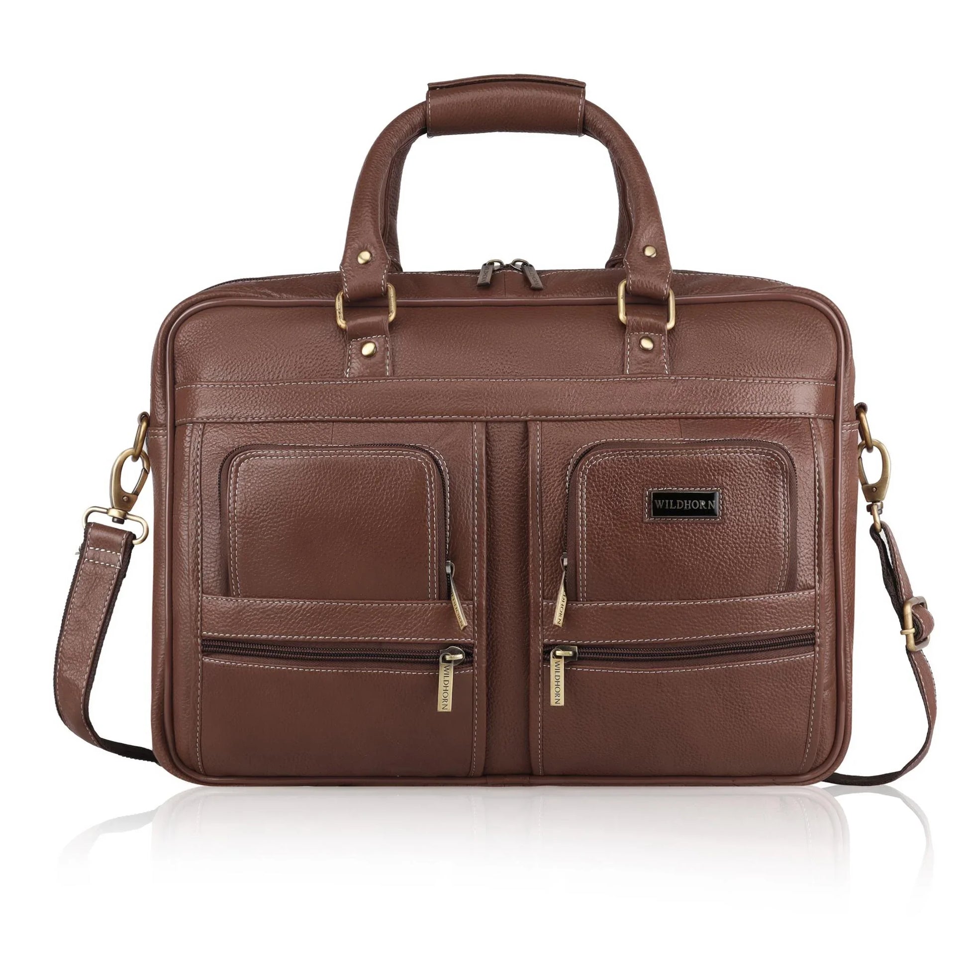 CAMBRIDGE Leather Laptop Messenger Bag for Men - WILDHORN