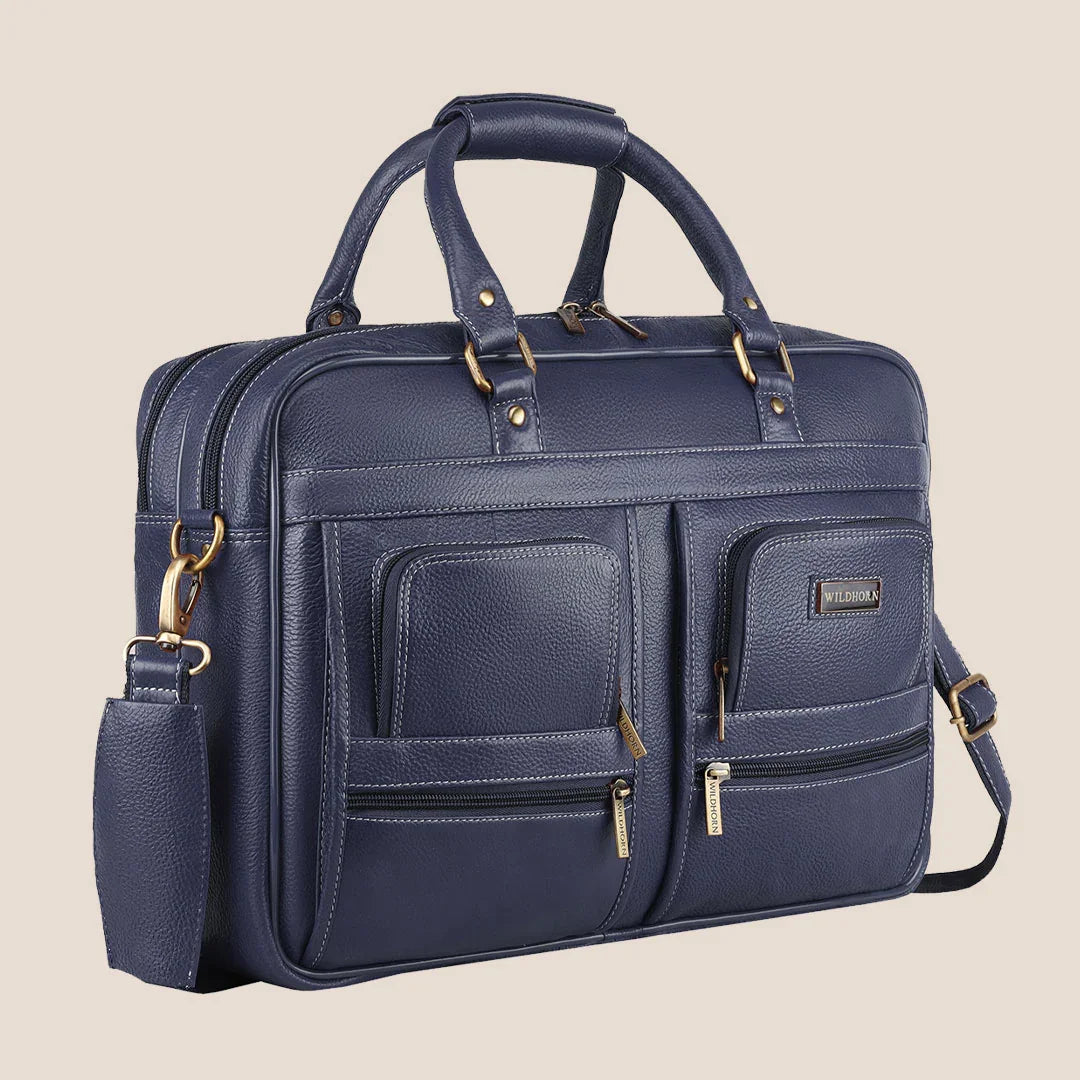 CAMBRIDGE Leather Laptop Messenger Bag for Men - WILDHORN