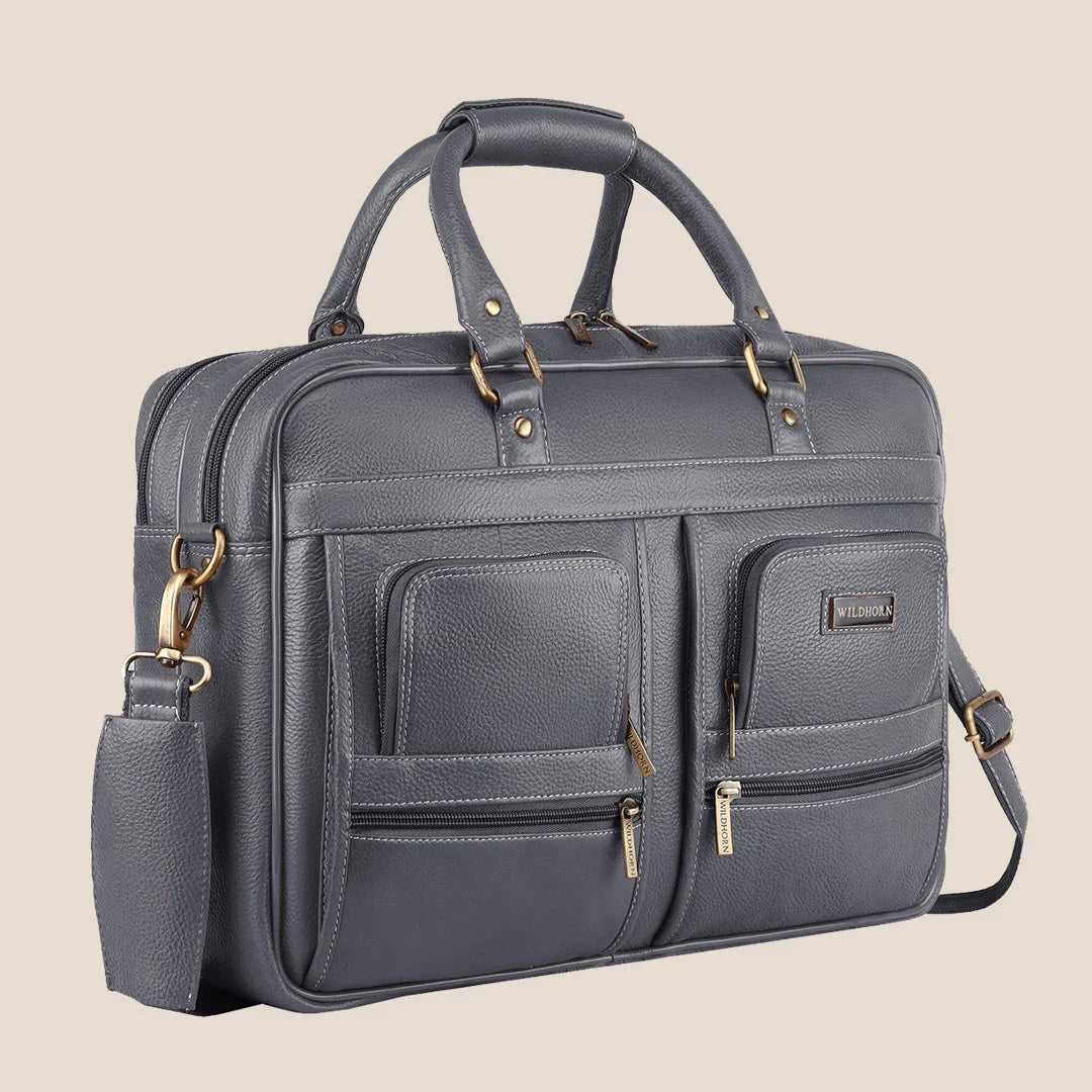 CAMBRIDGE Leather Laptop Messenger Bag for Men - WILDHORN