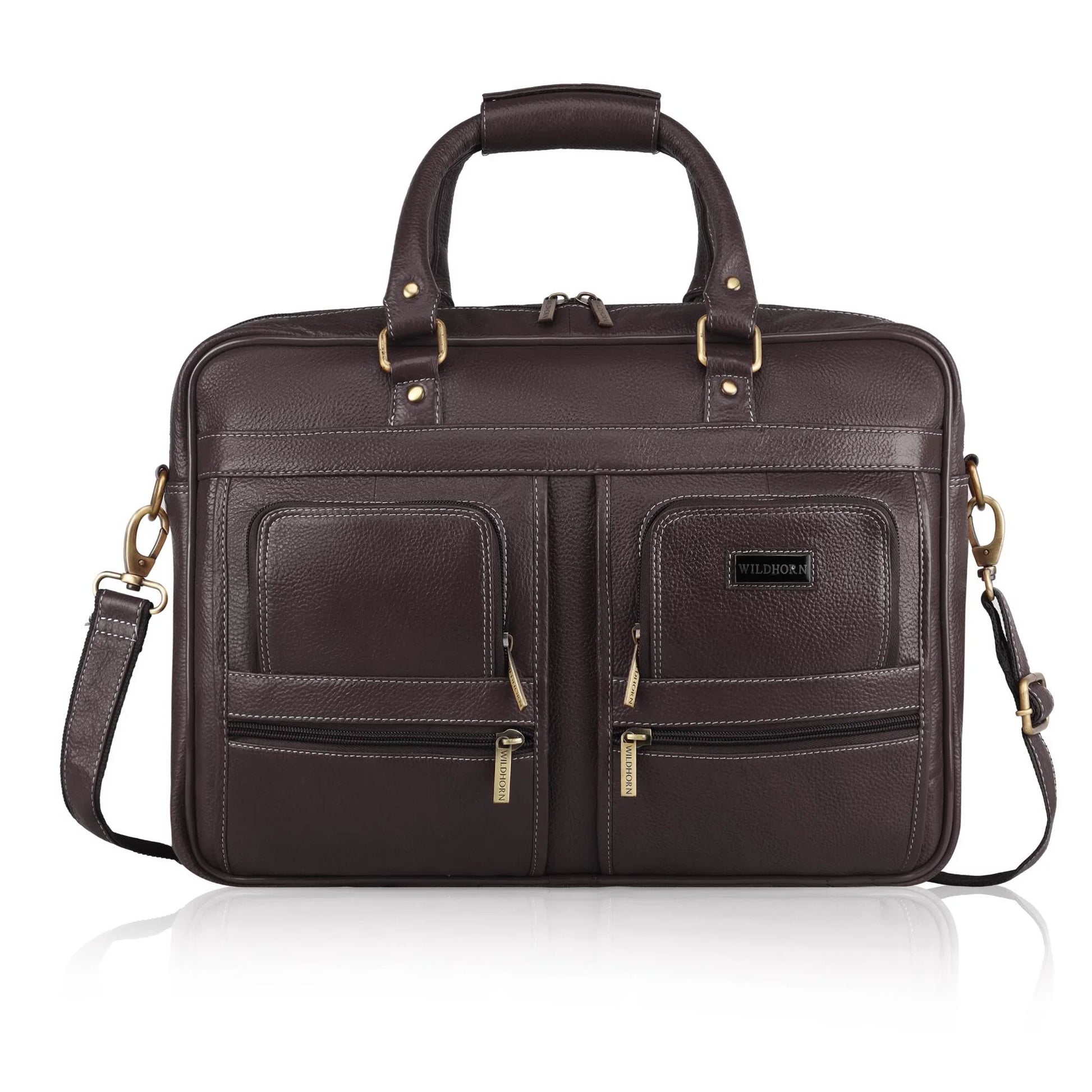 CAMBRIDGE Leather Laptop Messenger Bag for Men - WILDHORN