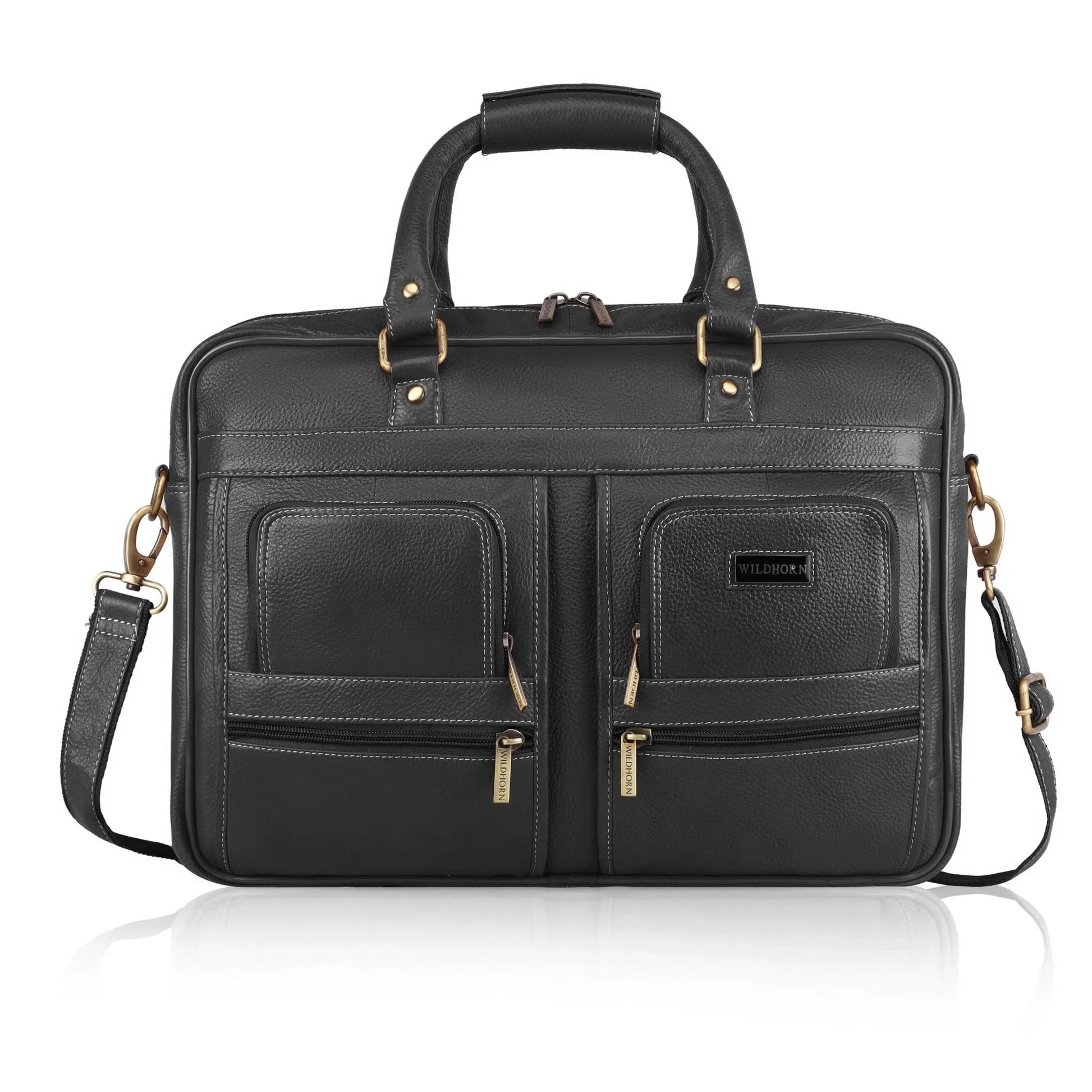 CAMBRIDGE Leather Laptop Messenger Bag for Men - WILDHORN