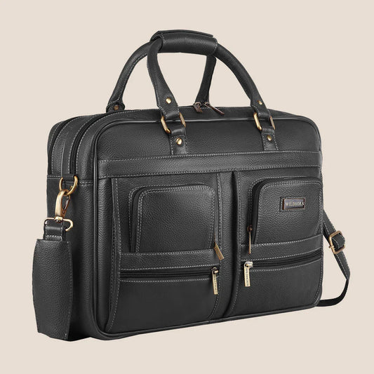 CAMBRIDGE Leather Laptop Messenger Bag for Men - WILDHORN