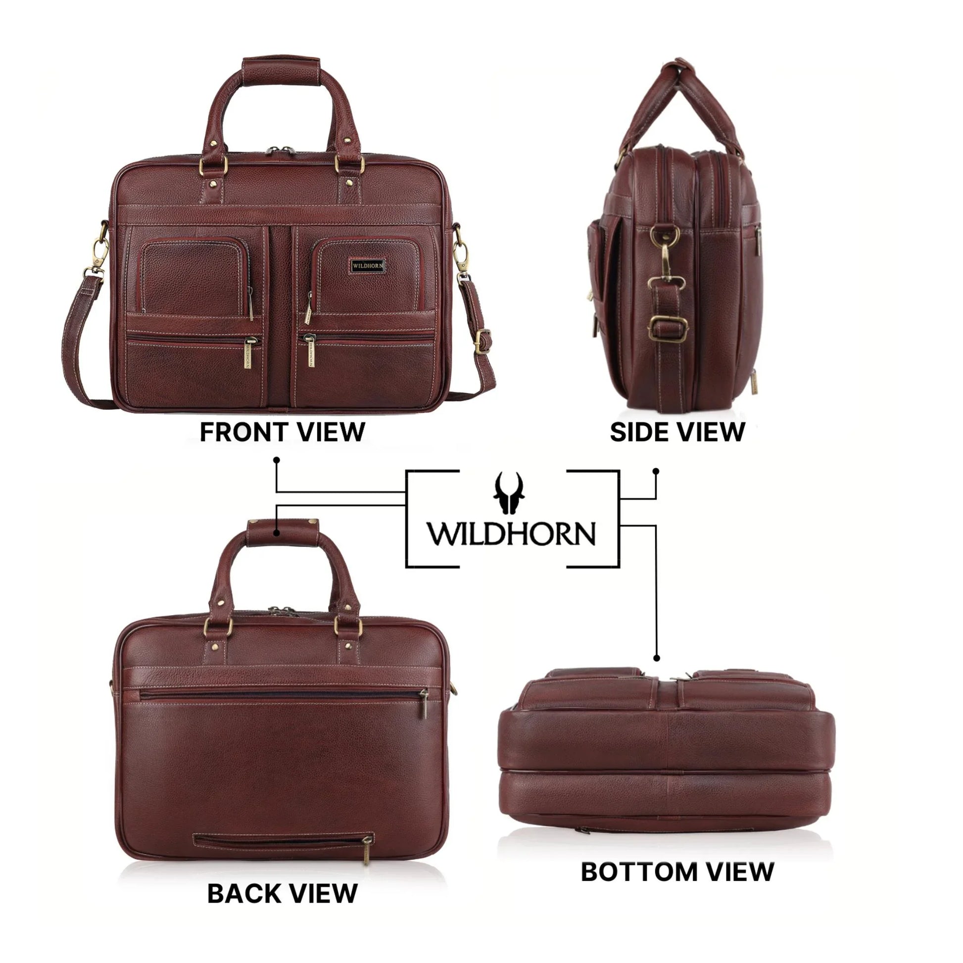 CAMBRIDGE Leather Laptop Messenger Bag for Men - WILDHORN