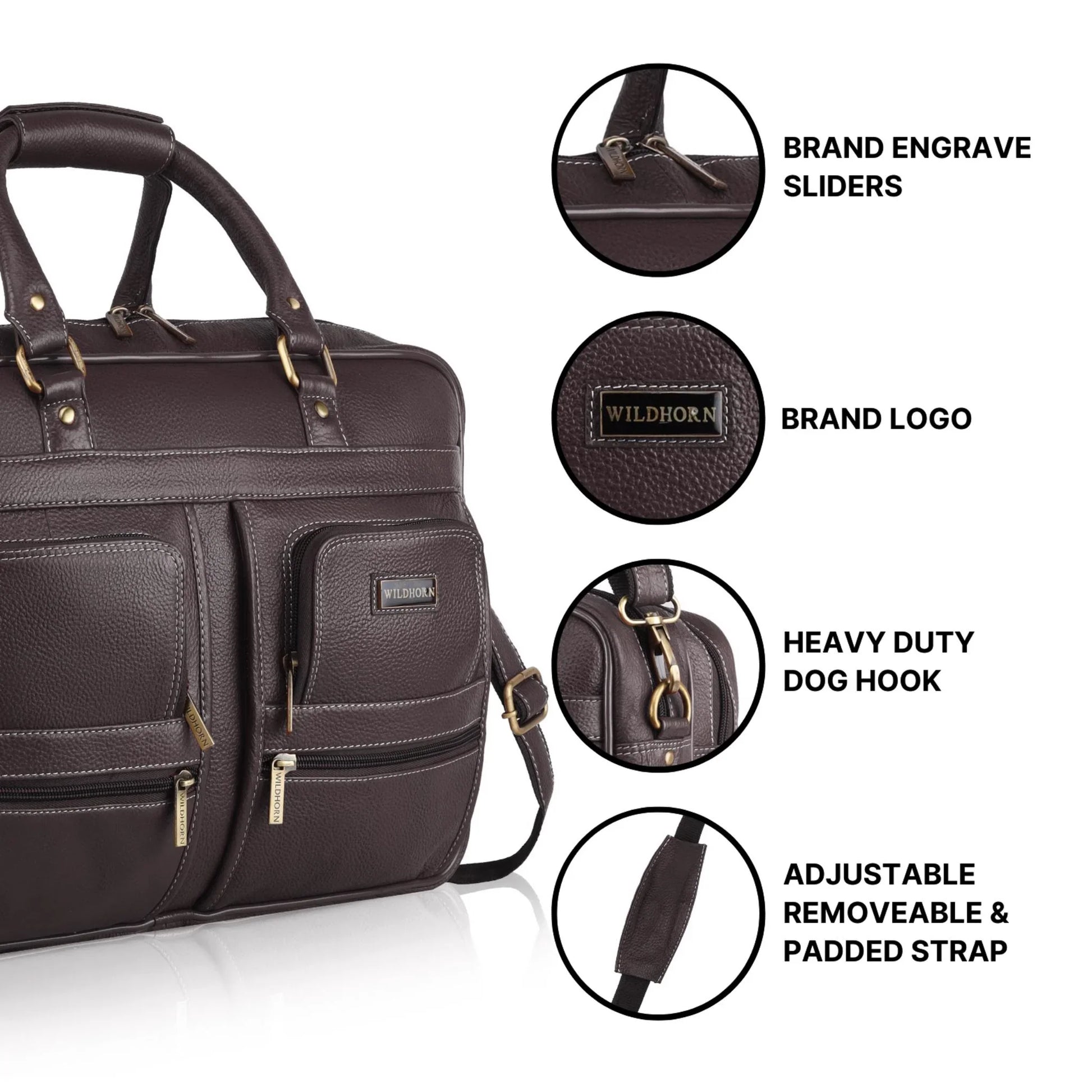 CAMBRIDGE Leather Laptop Messenger Bag for Men - WILDHORN