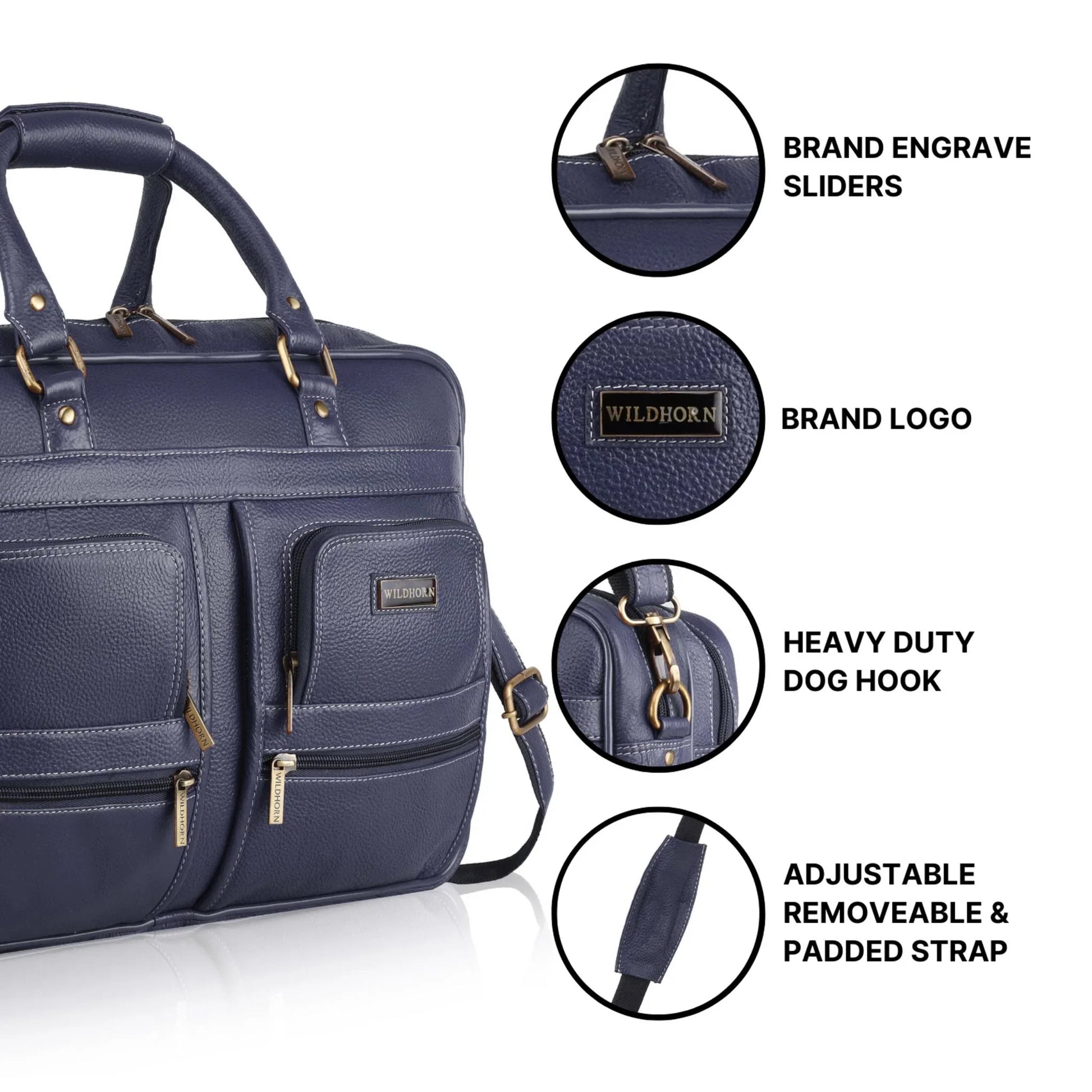 CAMBRIDGE Leather Laptop Messenger Bag for Men - WILDHORN